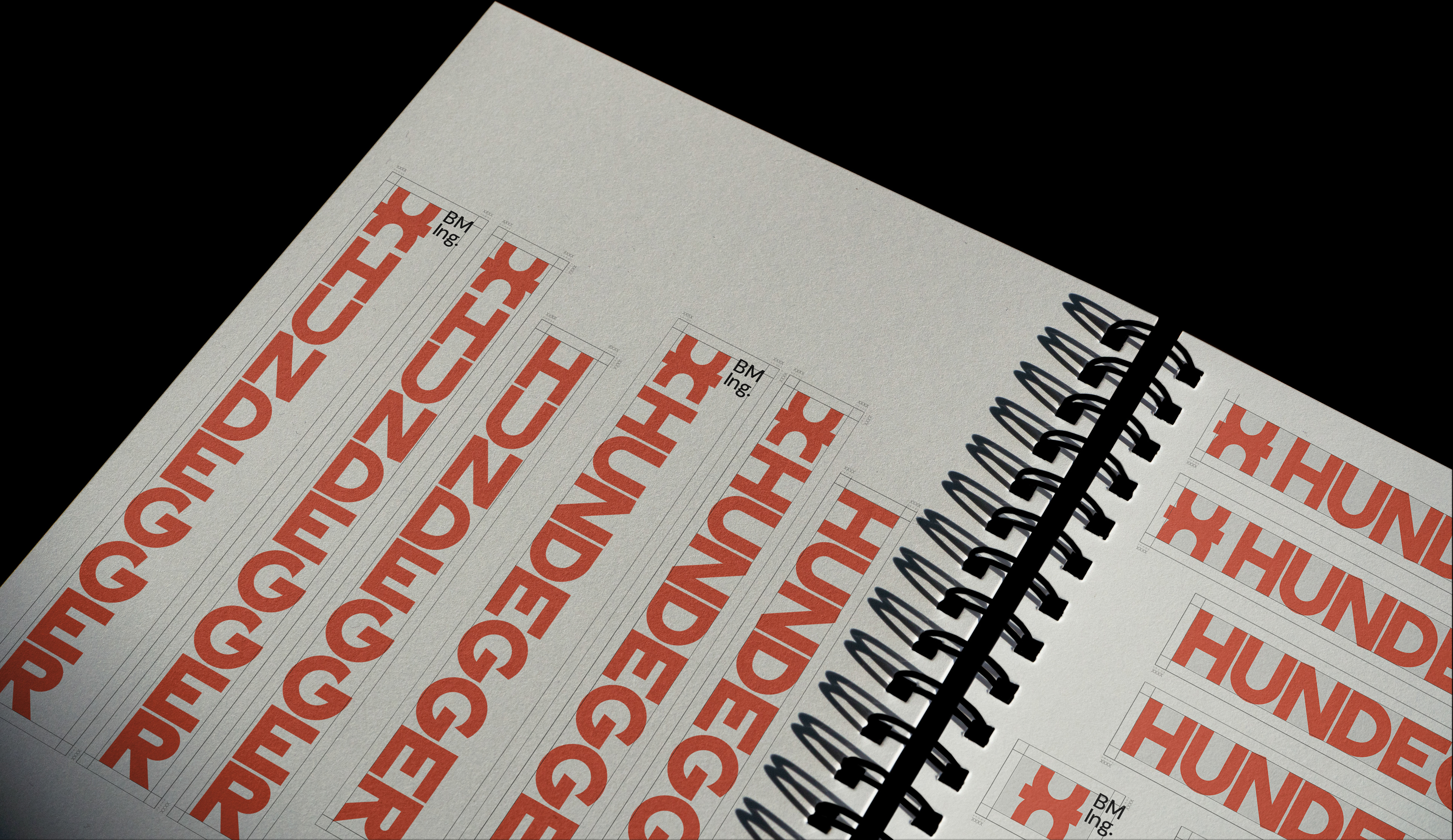 Geometric, flexible corporate logo for BM-Ing. Hundegger construction company, featuring an abstract 'H' monogram by Isabel Inhoven.