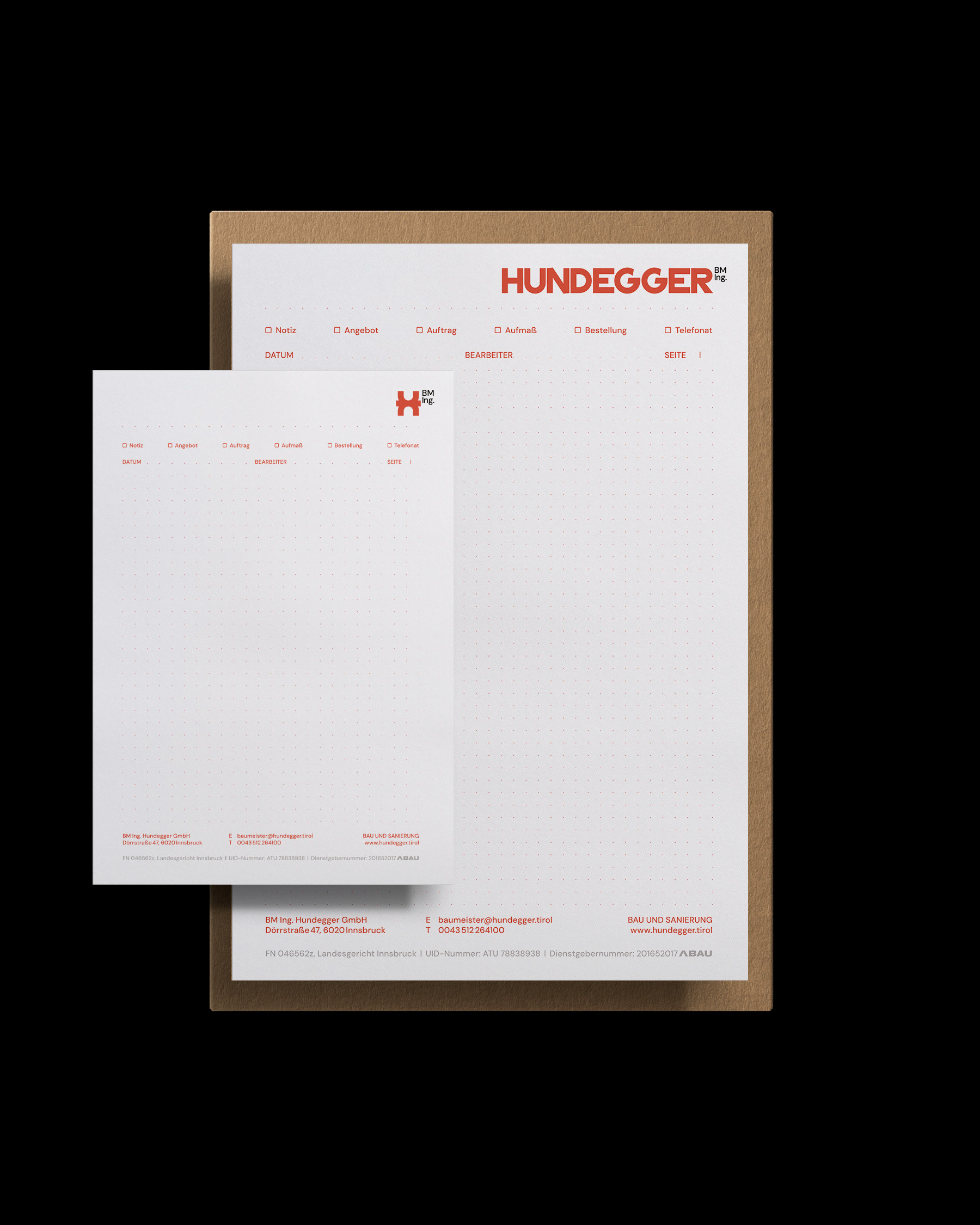 Baumeister Ing. Hundegger stationery