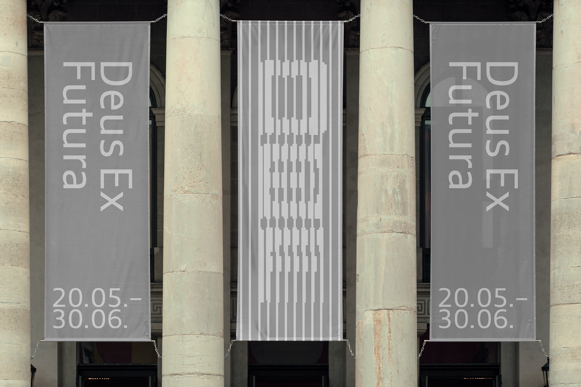 Corporate museum branding with expressive, custom-designed modular letterforms, integrating Audi corporate identity into the physical exhibition space by Isabel Inhoven.