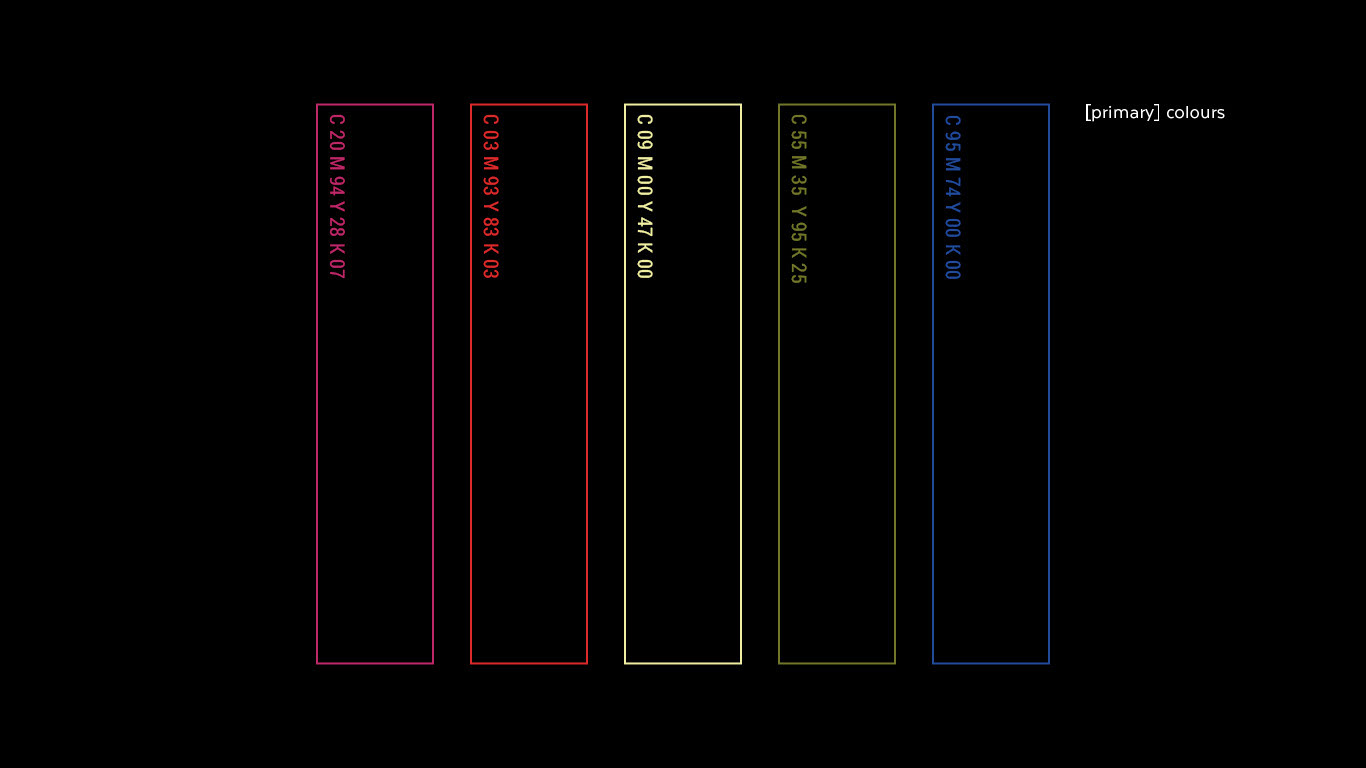 Maya exhibition identity colour system