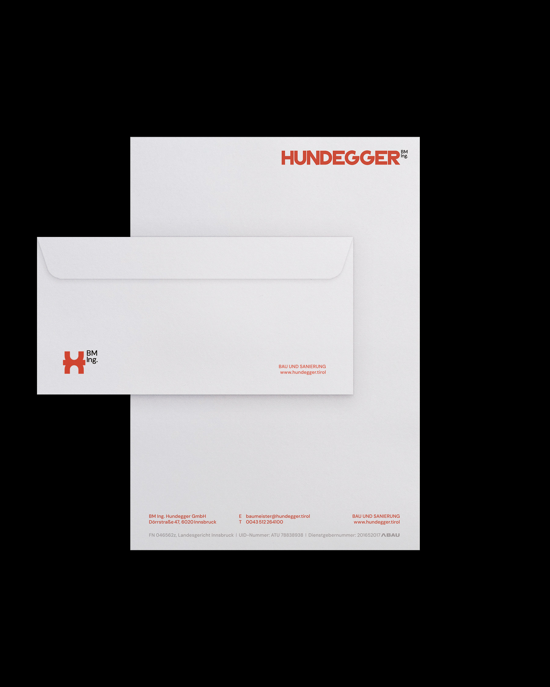 Baumeister Ing. Hundegger stationery design