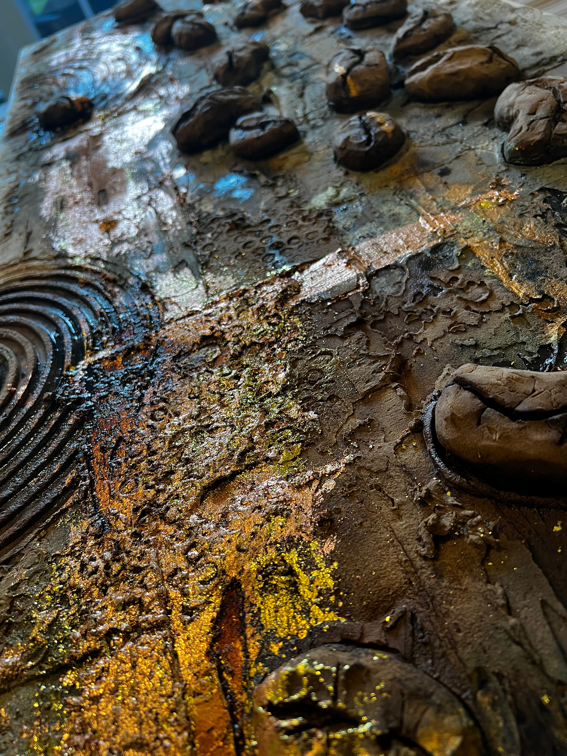 For Sale - £1400 - Rustic Arabica - 150x50cm - Gold & Copper Leaf