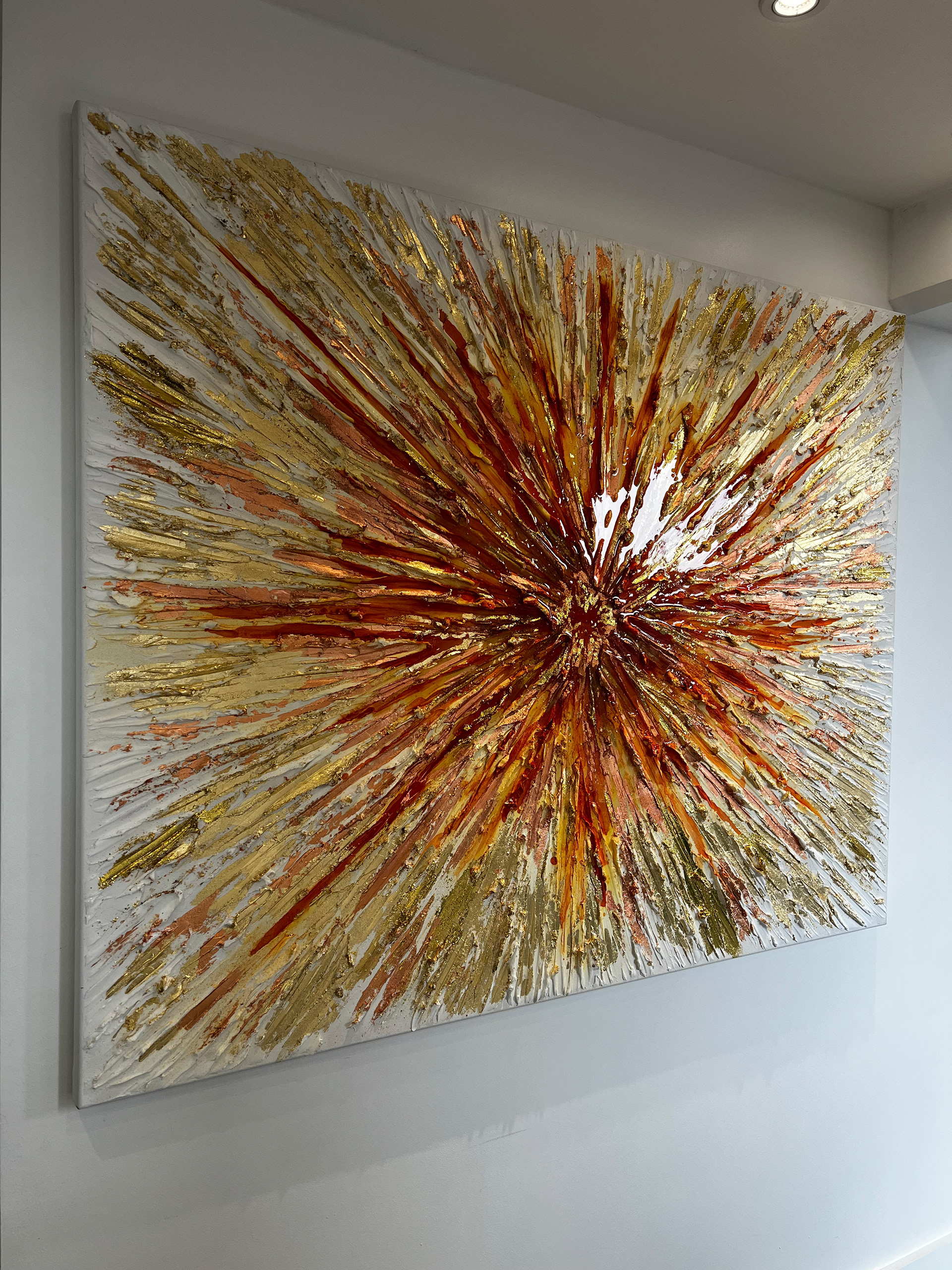 Gilded Glow - Original Canvas Artwork - Copper & Gold Leaf on Plaster finished with Resin - 150x120cm - £1450
