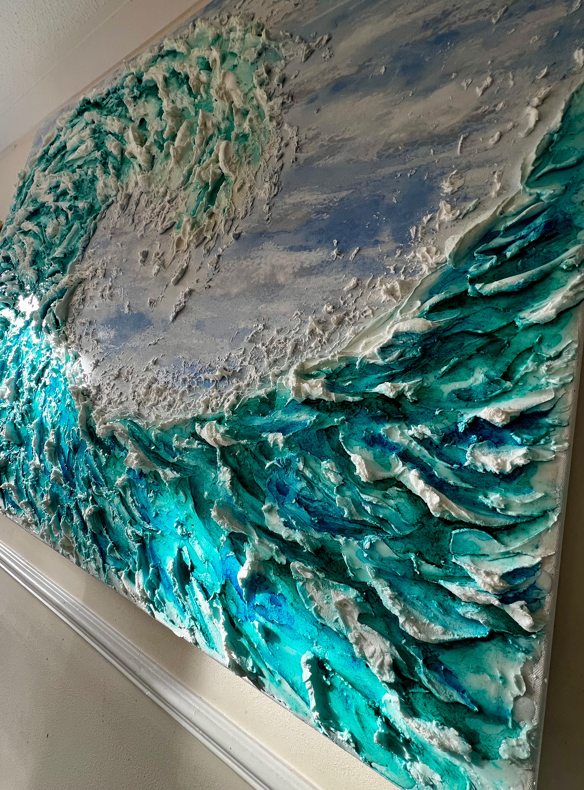 For Sale - £1450 - Oceanic Vibes - 150x120cm - Inks, Acrylic’s & Plaster