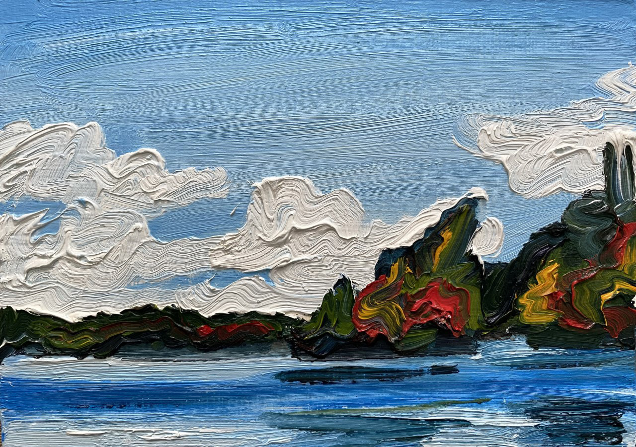 Fall on the Lake, A Little Bit of Everything, oil on board, 5 X 7", 2014