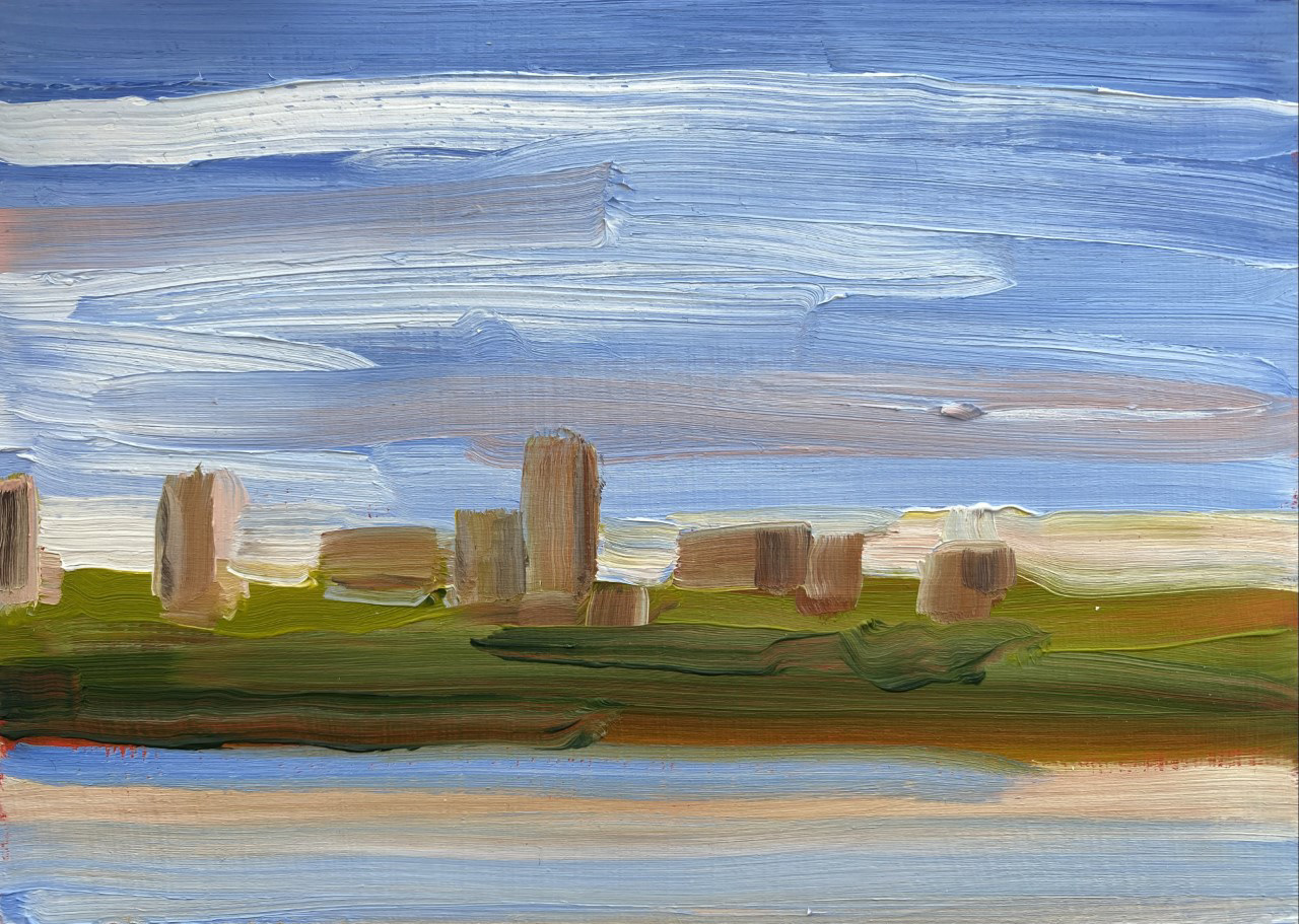 Edmonton, A Little Bit of Everything, oil on board, 5 X 7", 2021