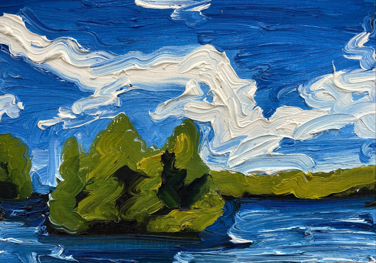 Dancing Clouds, A Little Bit of Everything, oil on board, 5 X 7", 2014