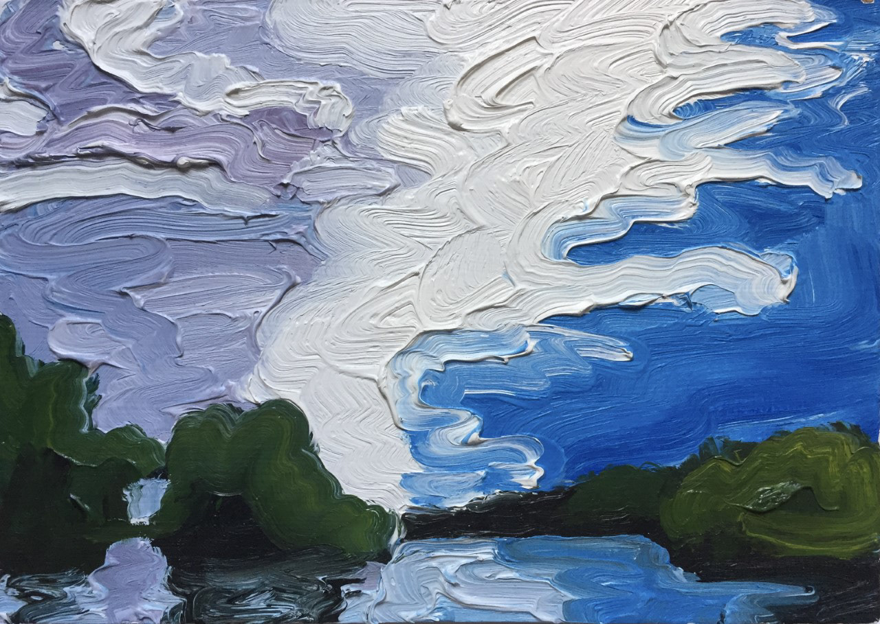 Billowing Clouds, A Little Bit of Everything, oil on board, 5 X 7", 2015