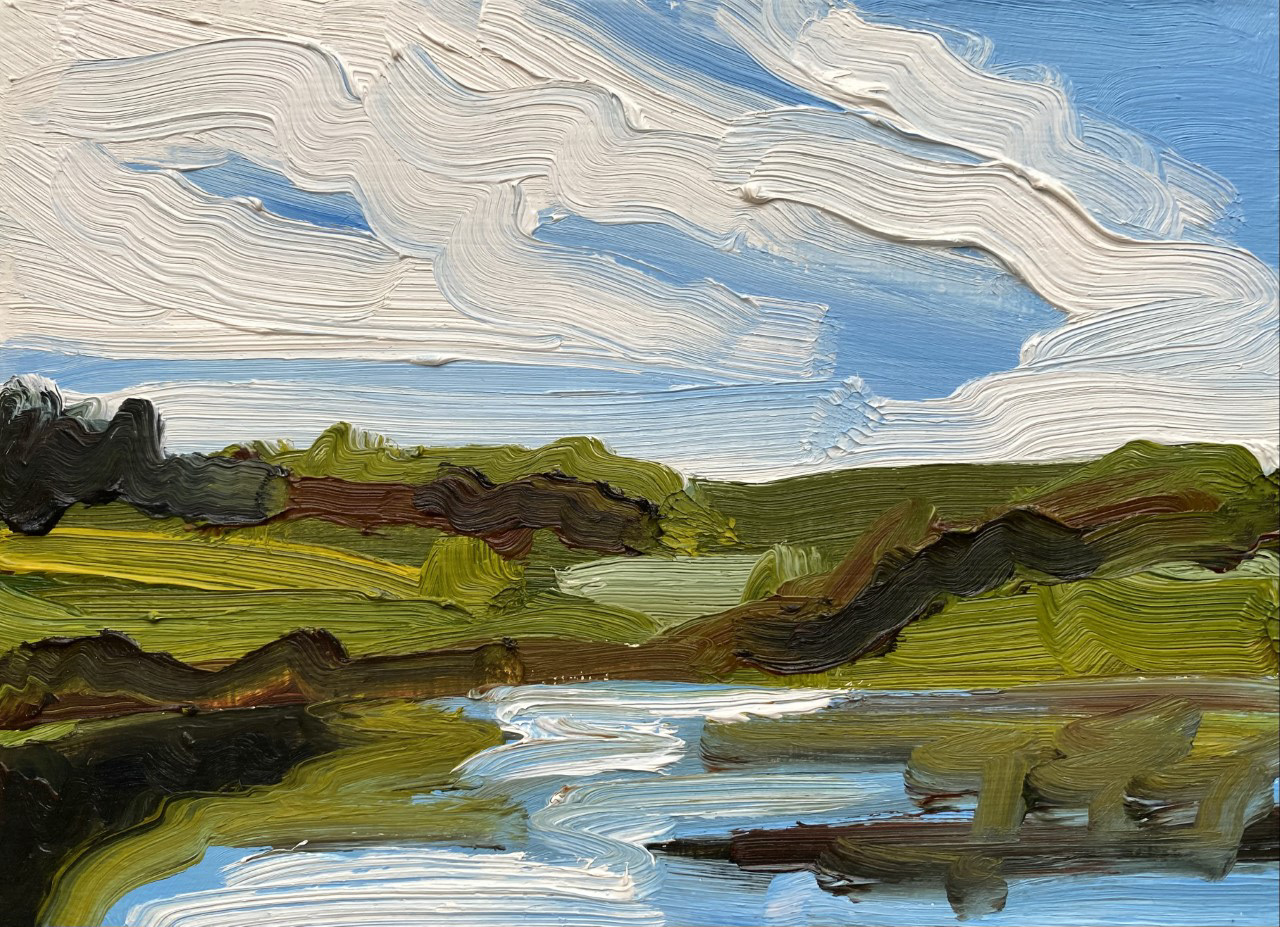 Alberta Waterski Park, A Little Bit of Everything, oil on board, 5 X 7", 2014
