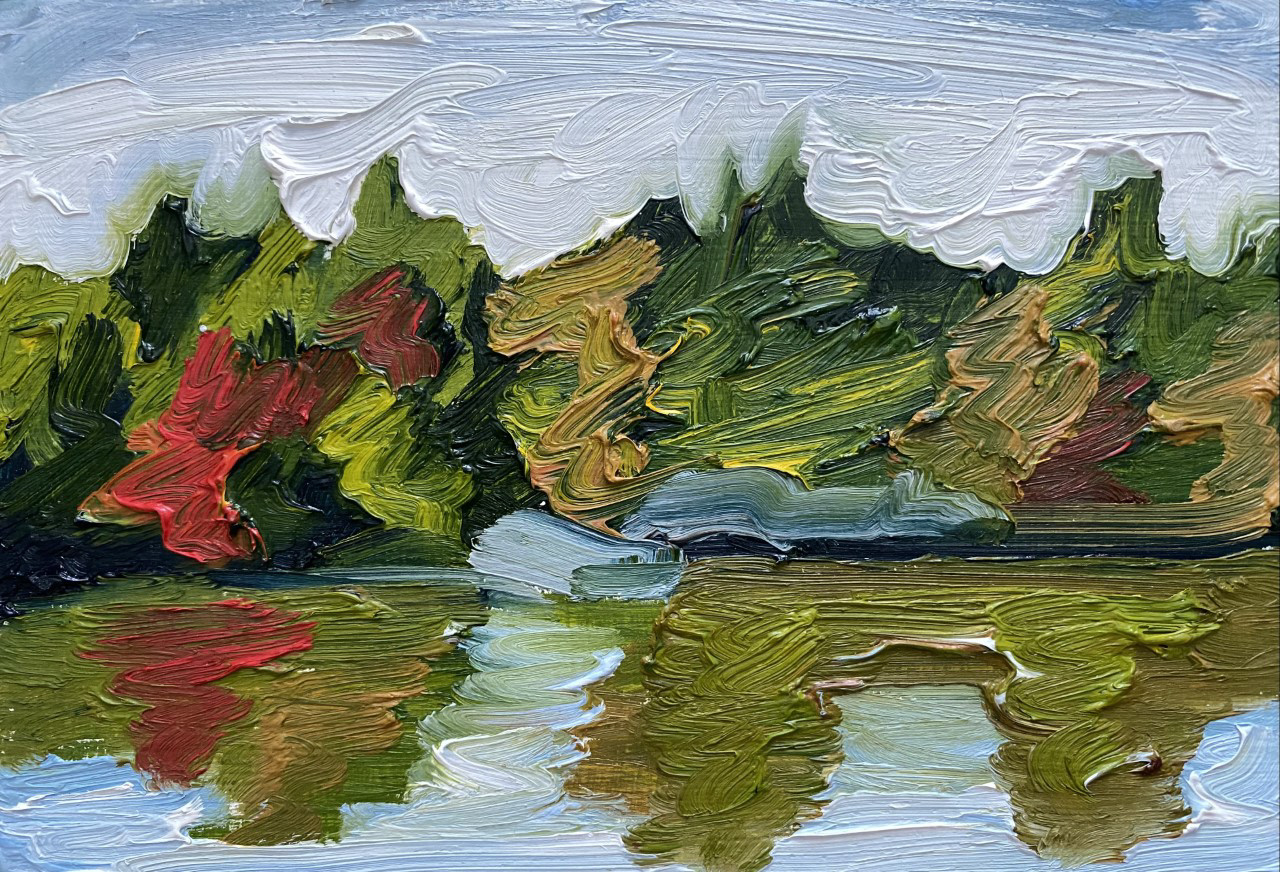 Fall Reflections, A Little Bit of Everything, oil on board, 5 X 7", 2014