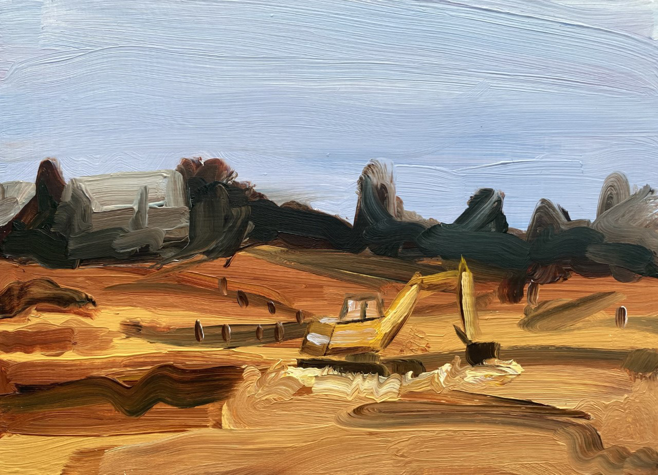 Excavator, A Little Bit of Everything, oil on board, 5 X 7", 2014