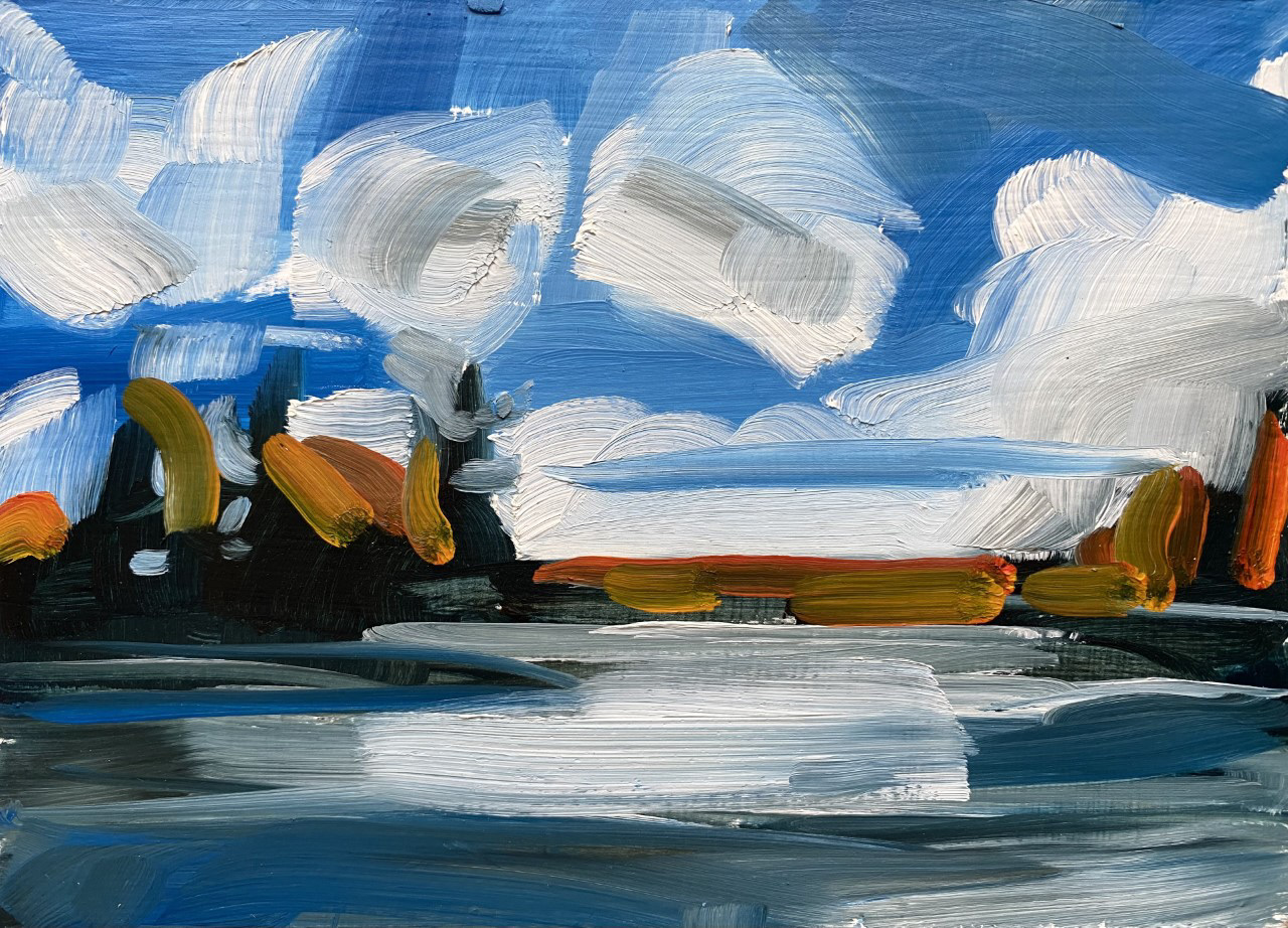 Autumn on the Lake, A Little Bit of Everything, oil on board, 5 X 7", 2014