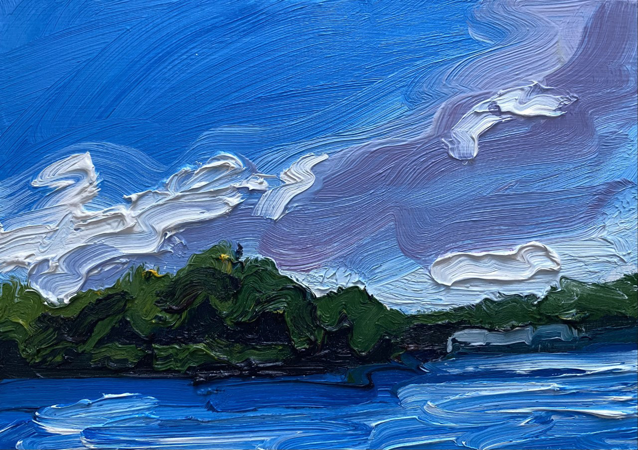 Clouds Sweeping Across, A Little Bit of Everything, oil on board, 5 X 7", 2014