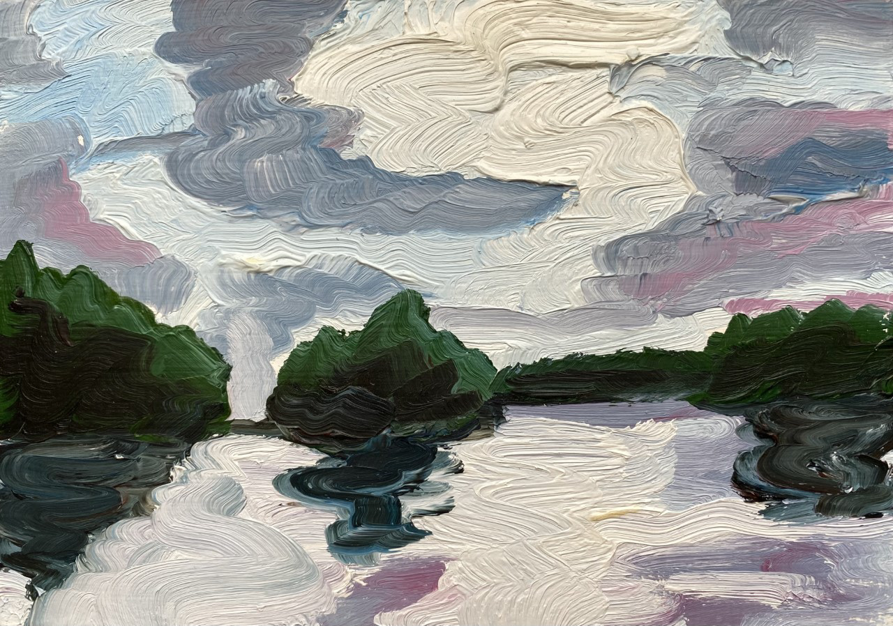 Island Reflections, A Little Bit of Everything, oil on board, 5 X 7", 2015