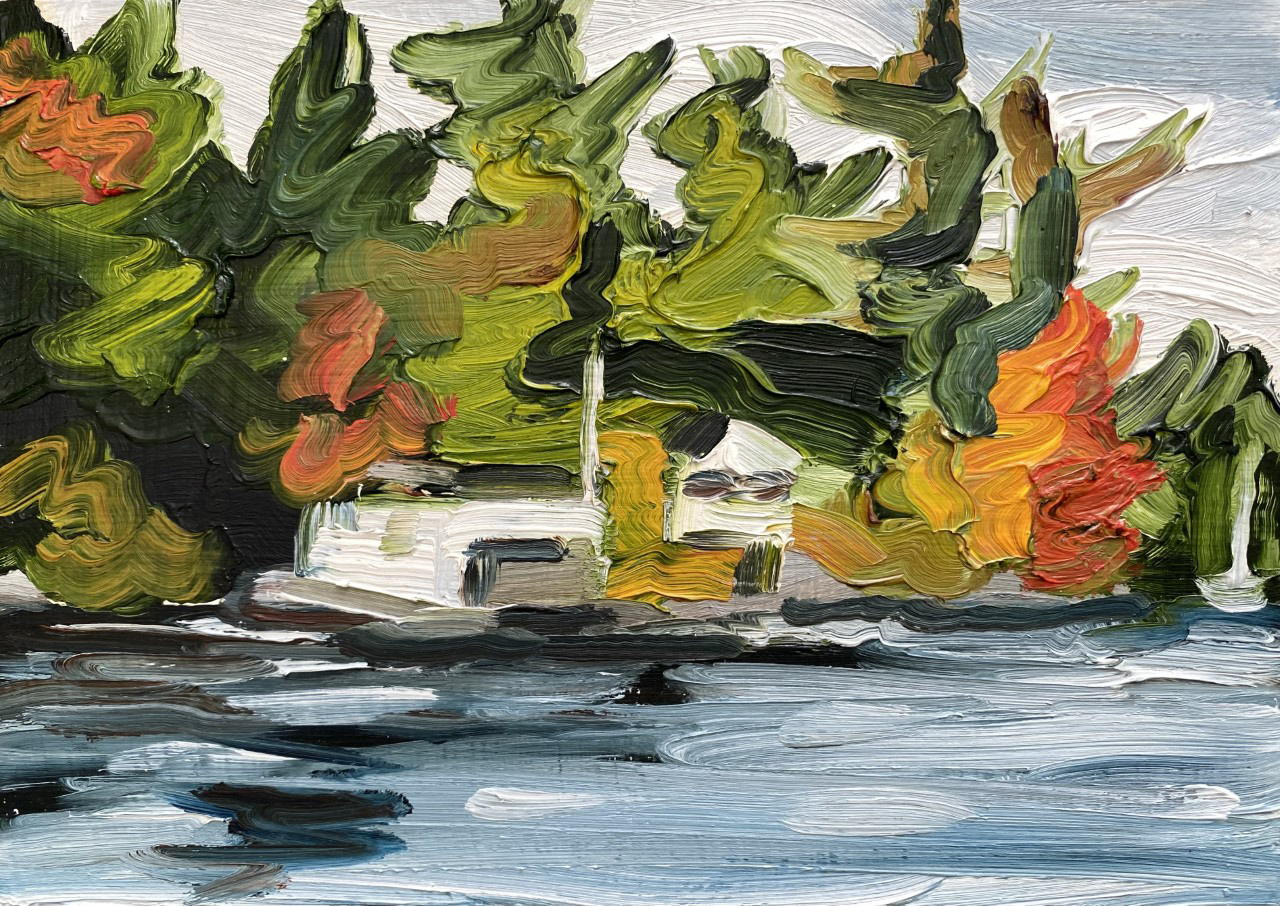 Autumn Foliage on Crawford, A Little Bit of Everything, oil on board, 5 X 7", 2014