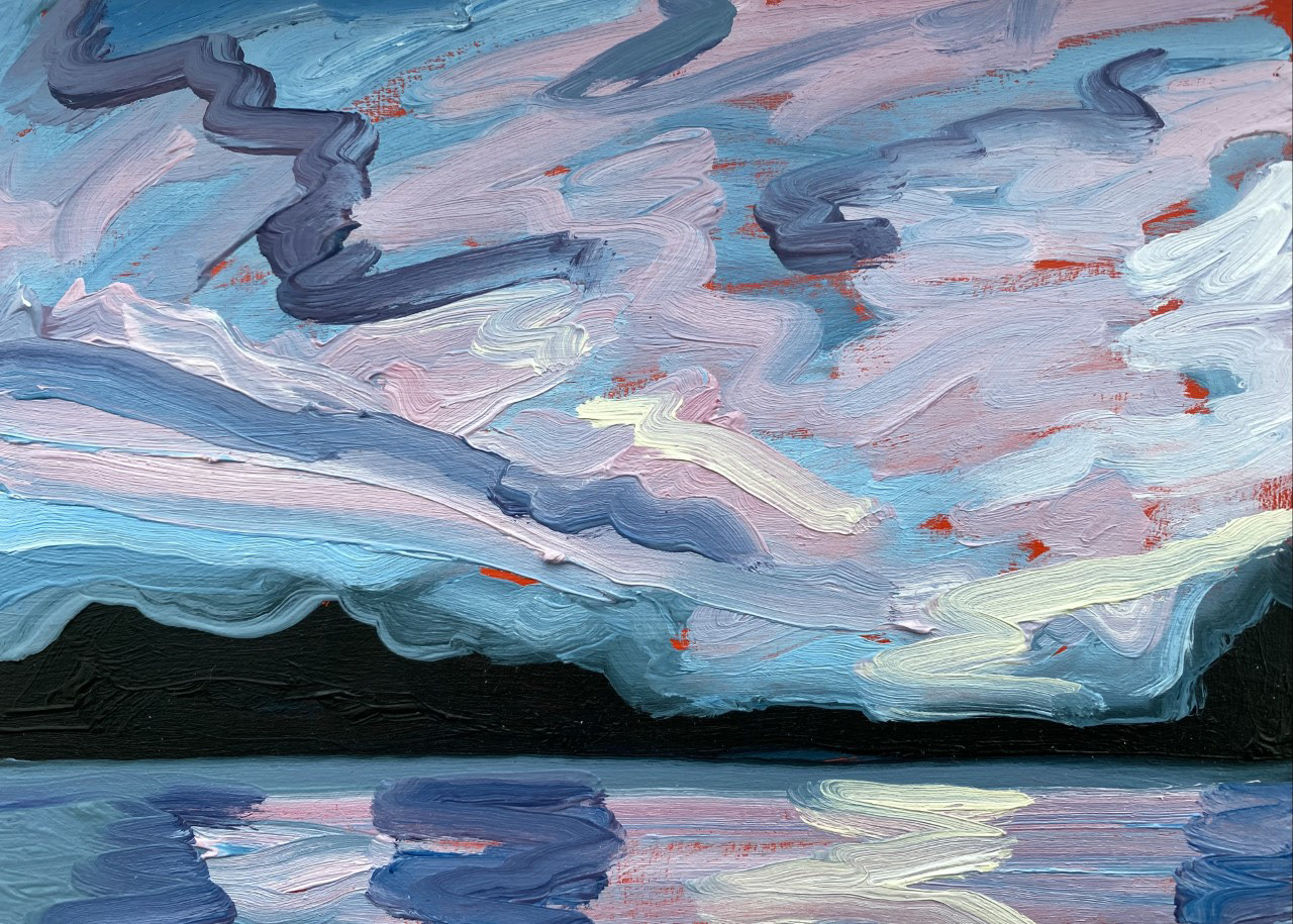 Pink Sky, A Little Bit of Everything, oil on board, 5 X 7", 2022