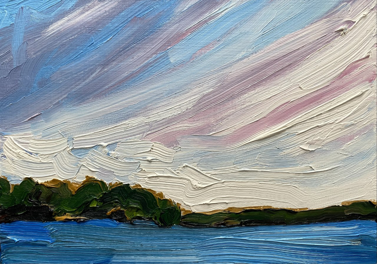 Pink Stripes, A Little Bit of Everything, oil on board, 5 X 7", 2014