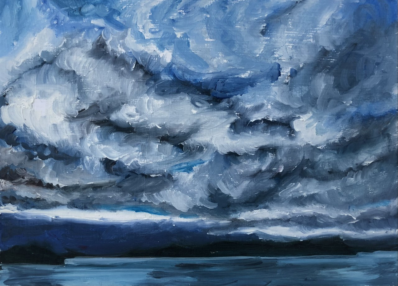 Storm Clouds, A Little Bit of Everything, oil on board, 5 X 7", 2016