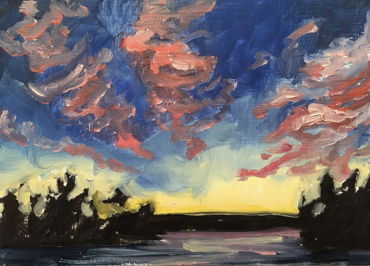 Pink Clouds, A Little Bit of Everything, oil on board, 5 X 7", 2014