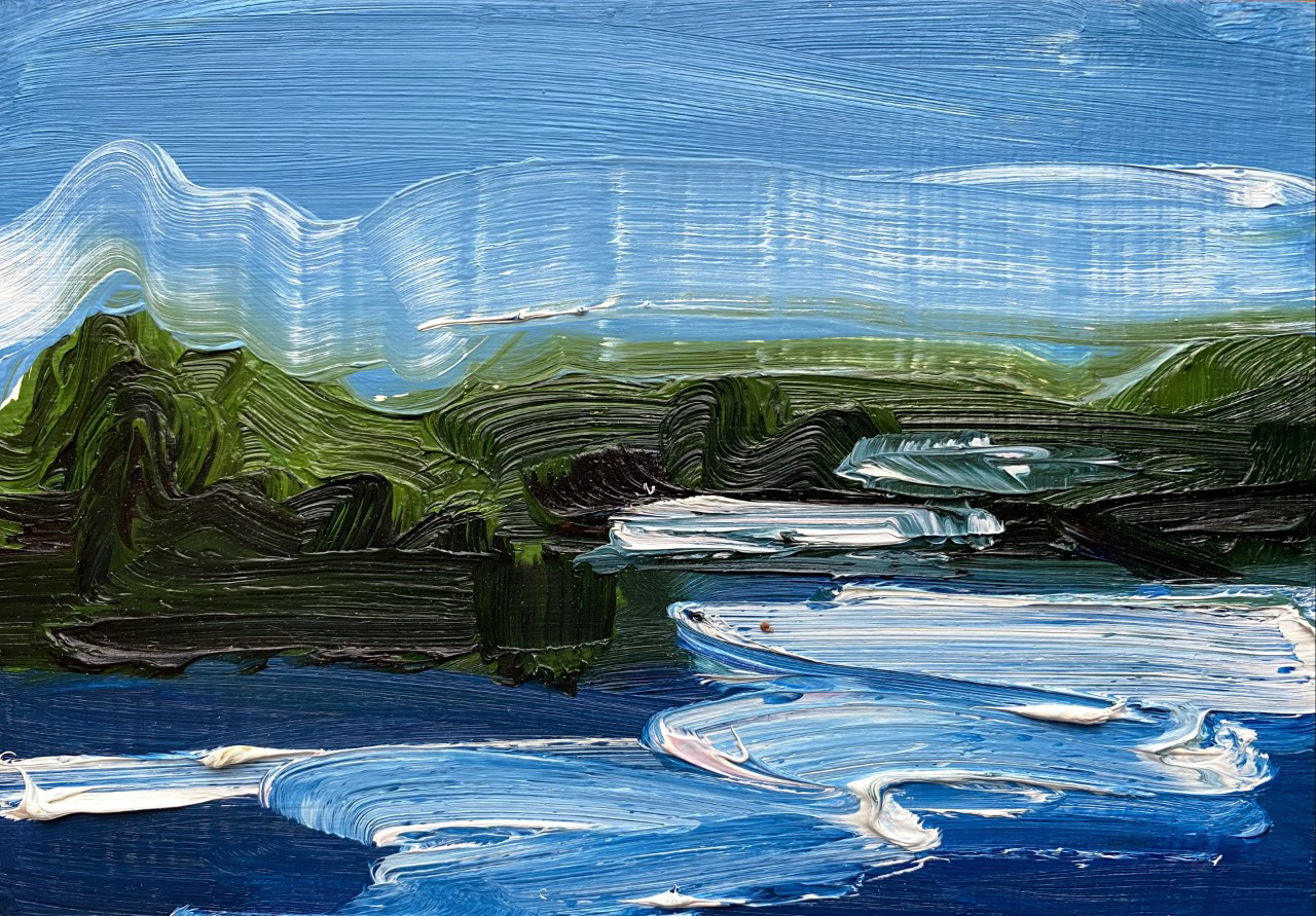 Shimmering Water, A Little Bit of Everything, oil on board, 5 X 7", 2014