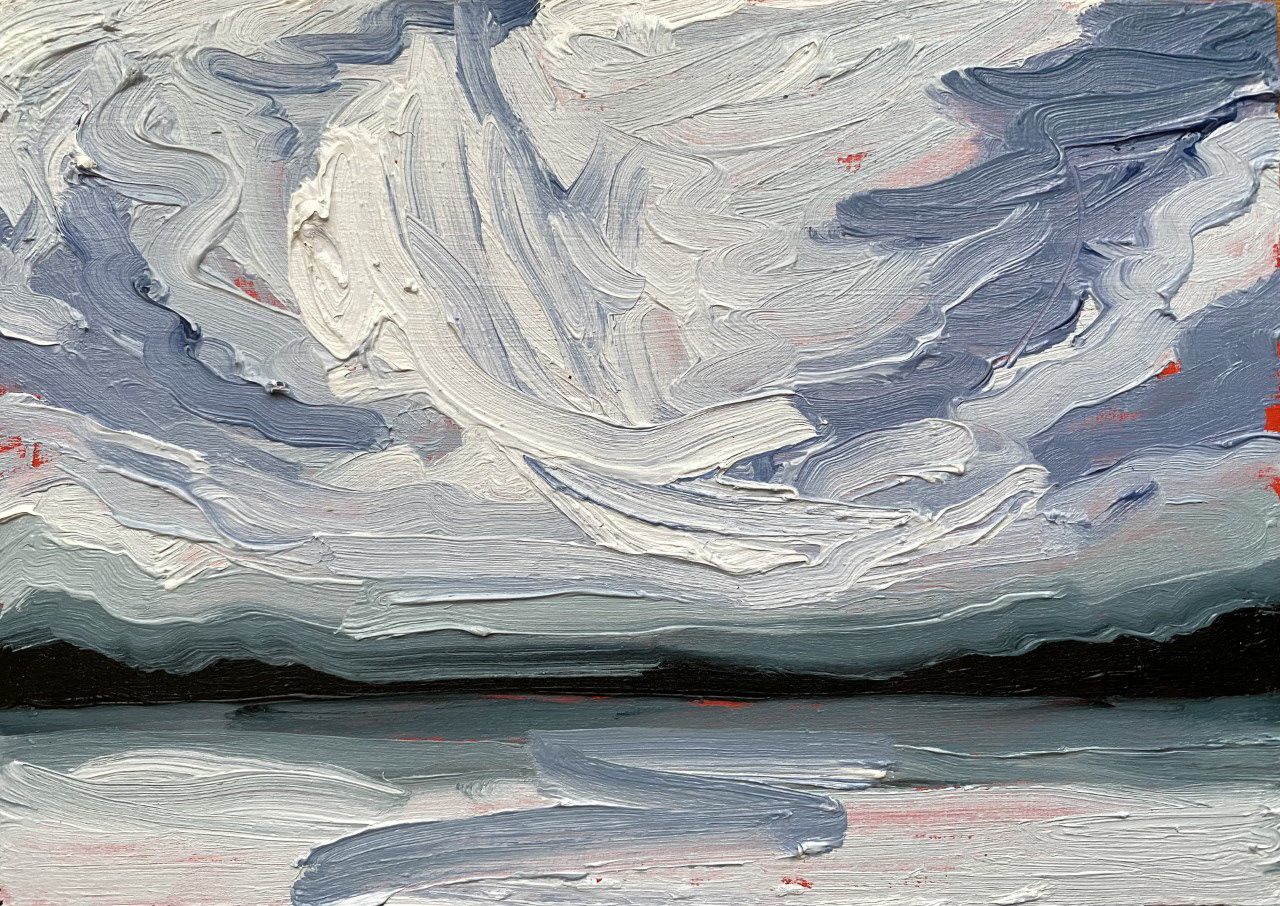 Billowing Clouds, A Little Bit of Everything, oil on board, 5 X 7", 2022
