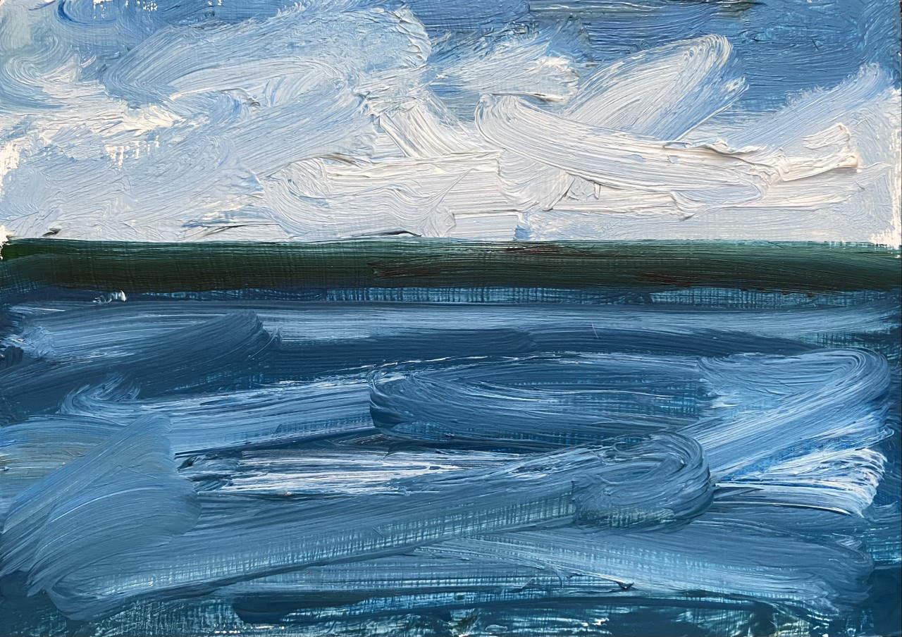 Wispy Clouds over Lake Rosseau, A Little Bit of Everything, oil on board, 5 X 7", 2014