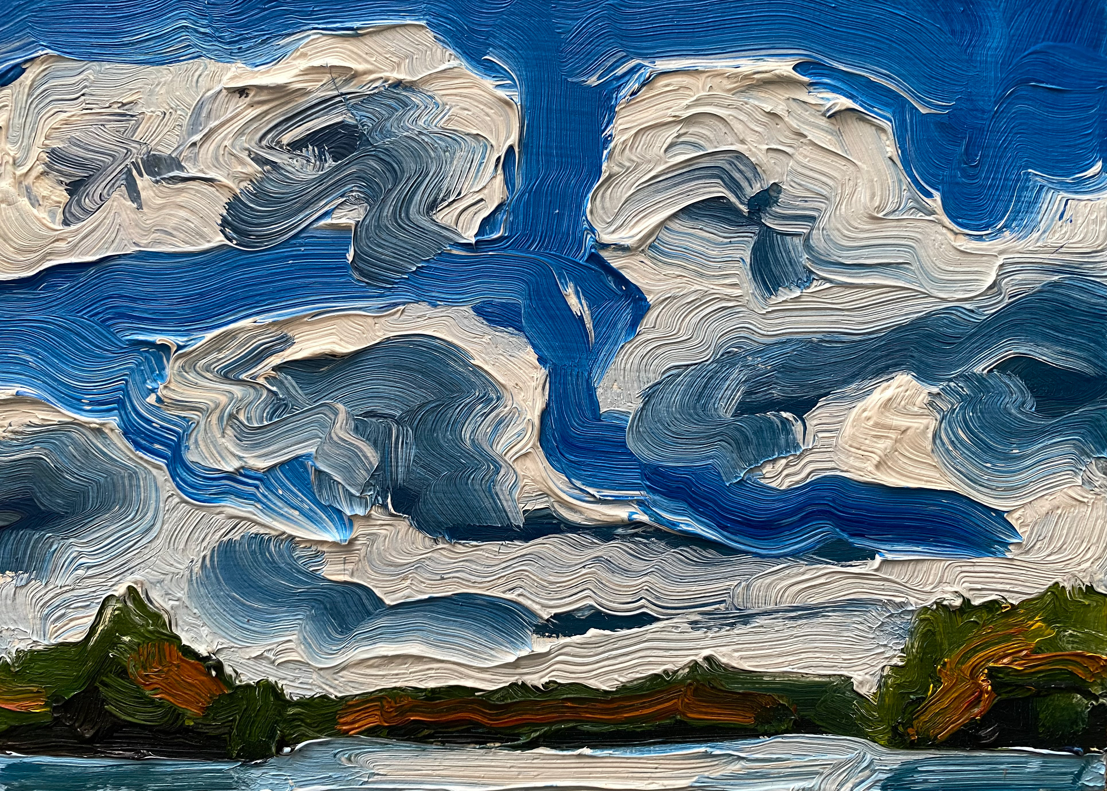 Swirling Clouds, A Little Bit of Everything, oil on board, 5 X 7", 2014