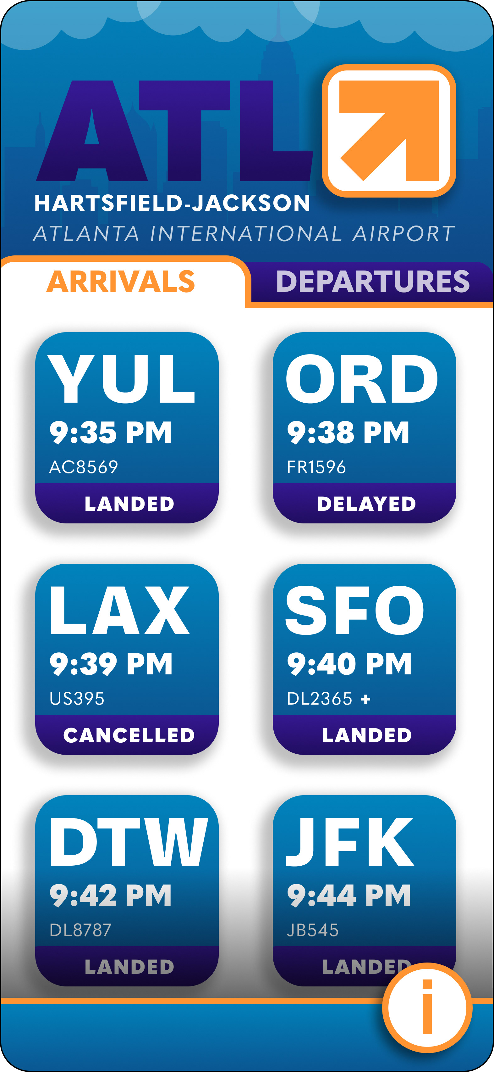 Arrivals Screen