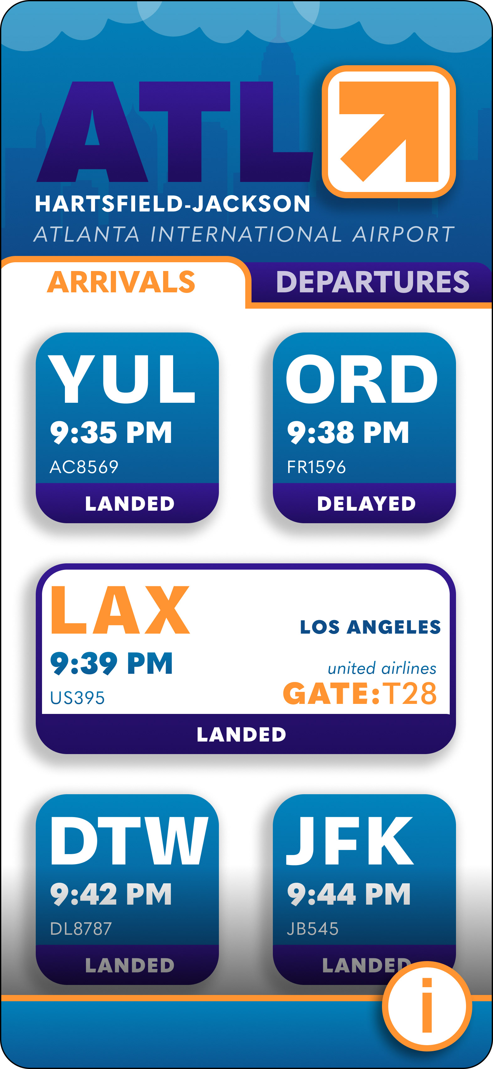 Detailed Arrivals Screen