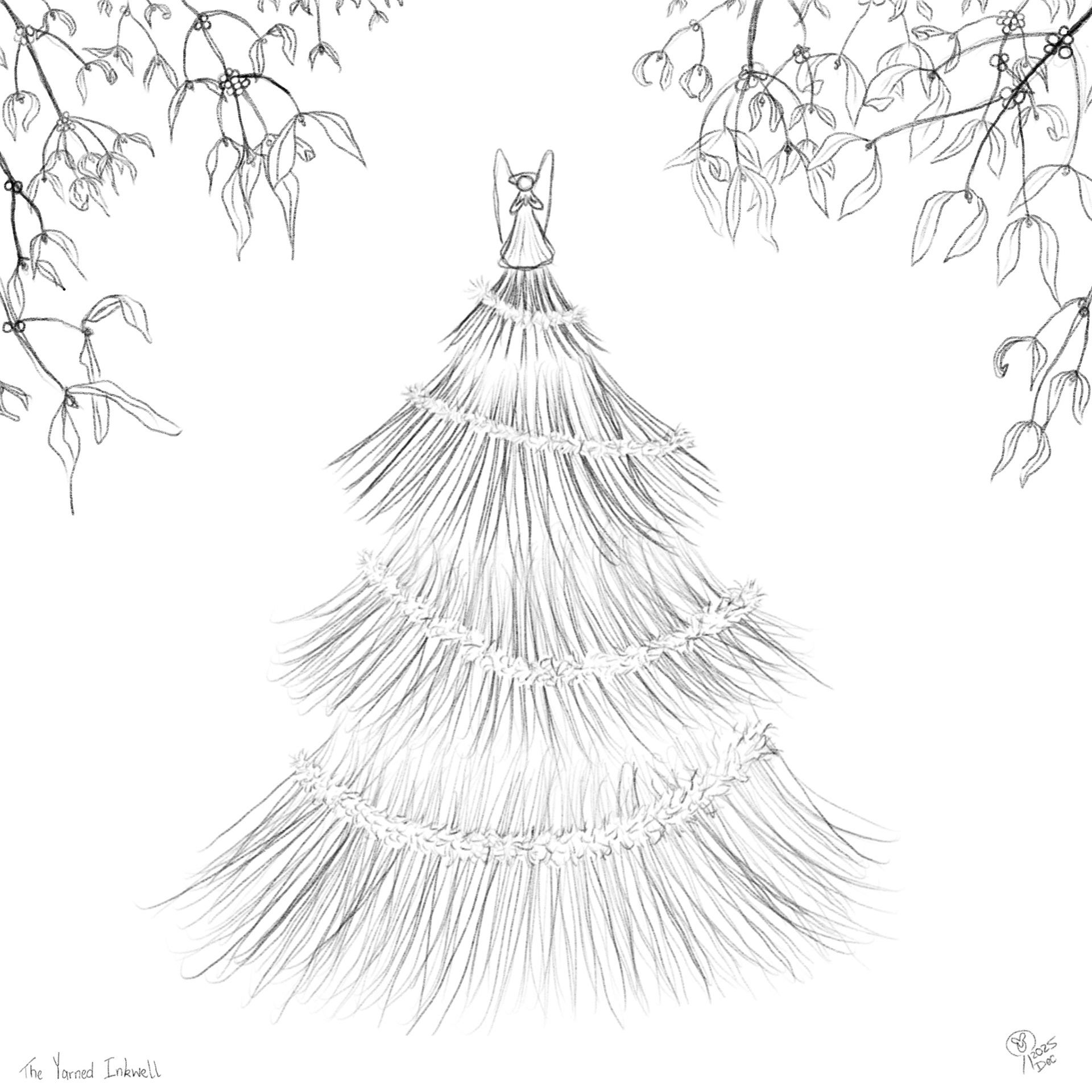 Christmas Tree with Mistletoe Boarder