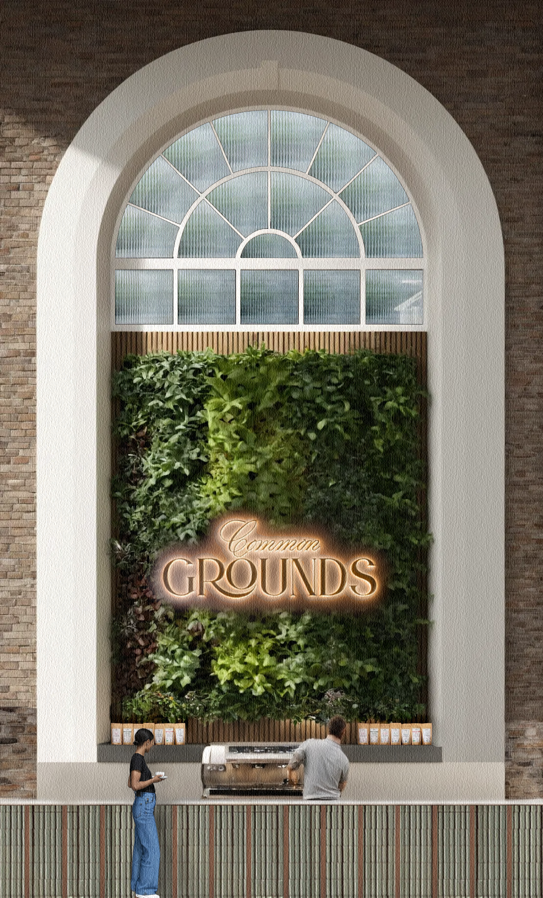 Common Grounds Green Wall