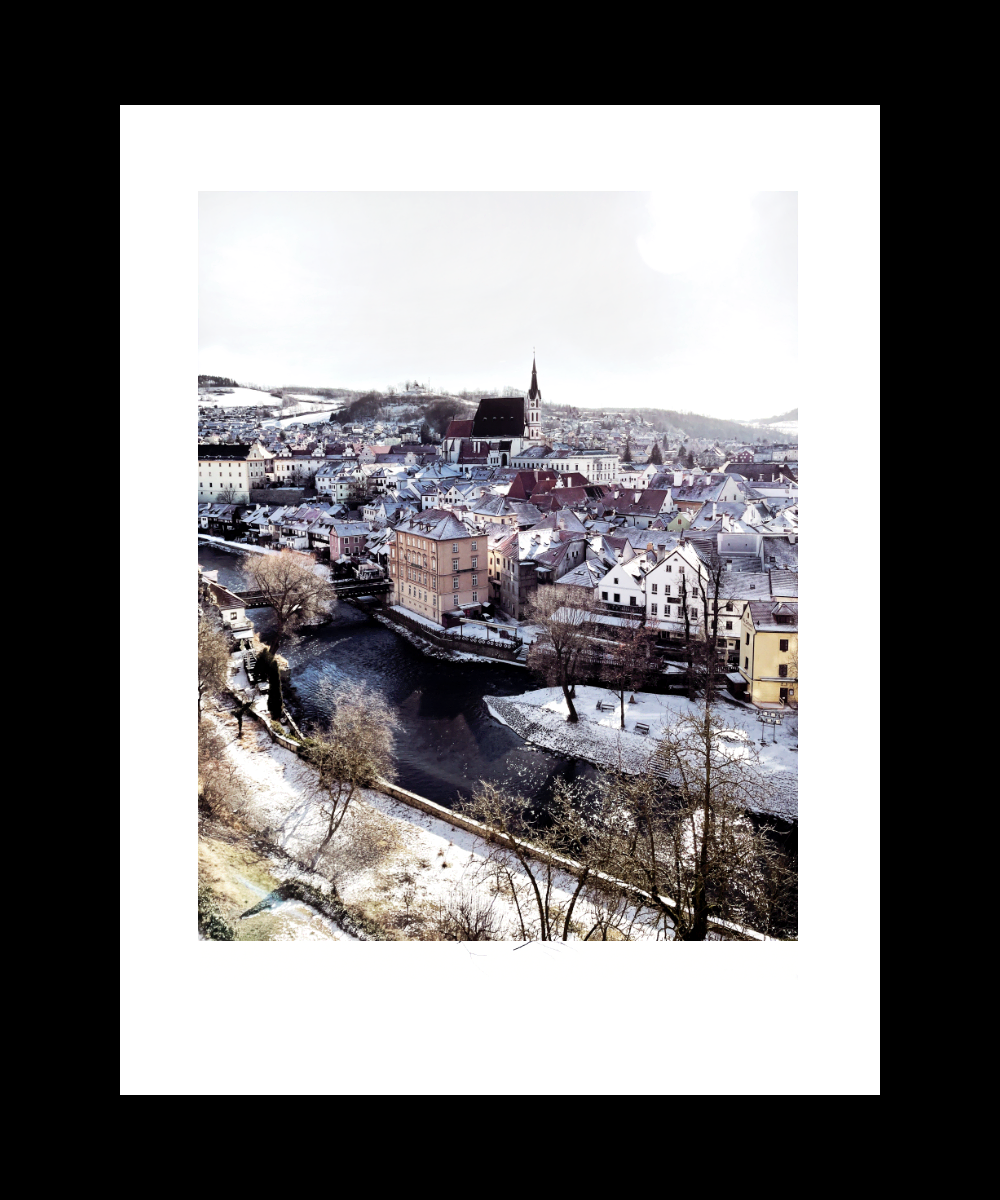 View of Český Krumlov from the castle window / Pohled ze zámeckého okna na Český Krumlov