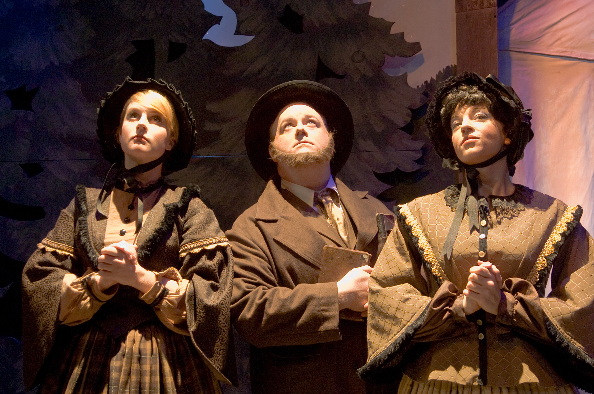 Paint Your Wagon: Elizabeth (LuLu Lloyd), Jacob (Kevin High) & Sarah (Betsy Nickels). Sierra Repertory Theatre, Director: Dennis Jones