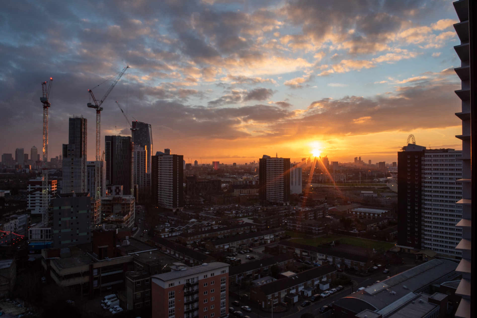East London, UK. Not a bad view to come home to.