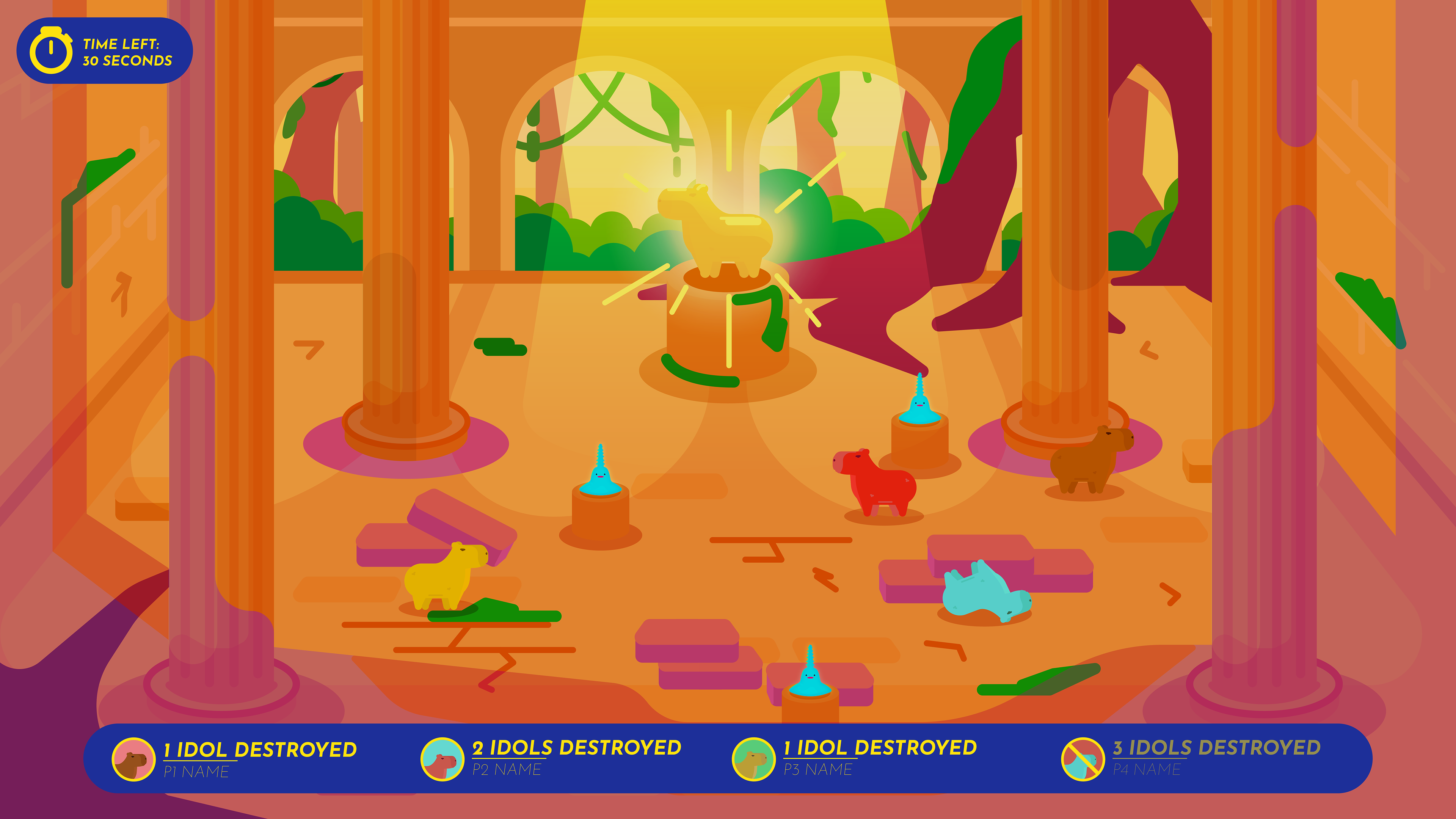 Environment design/concept art for a minigame called "Hide and Smash"
