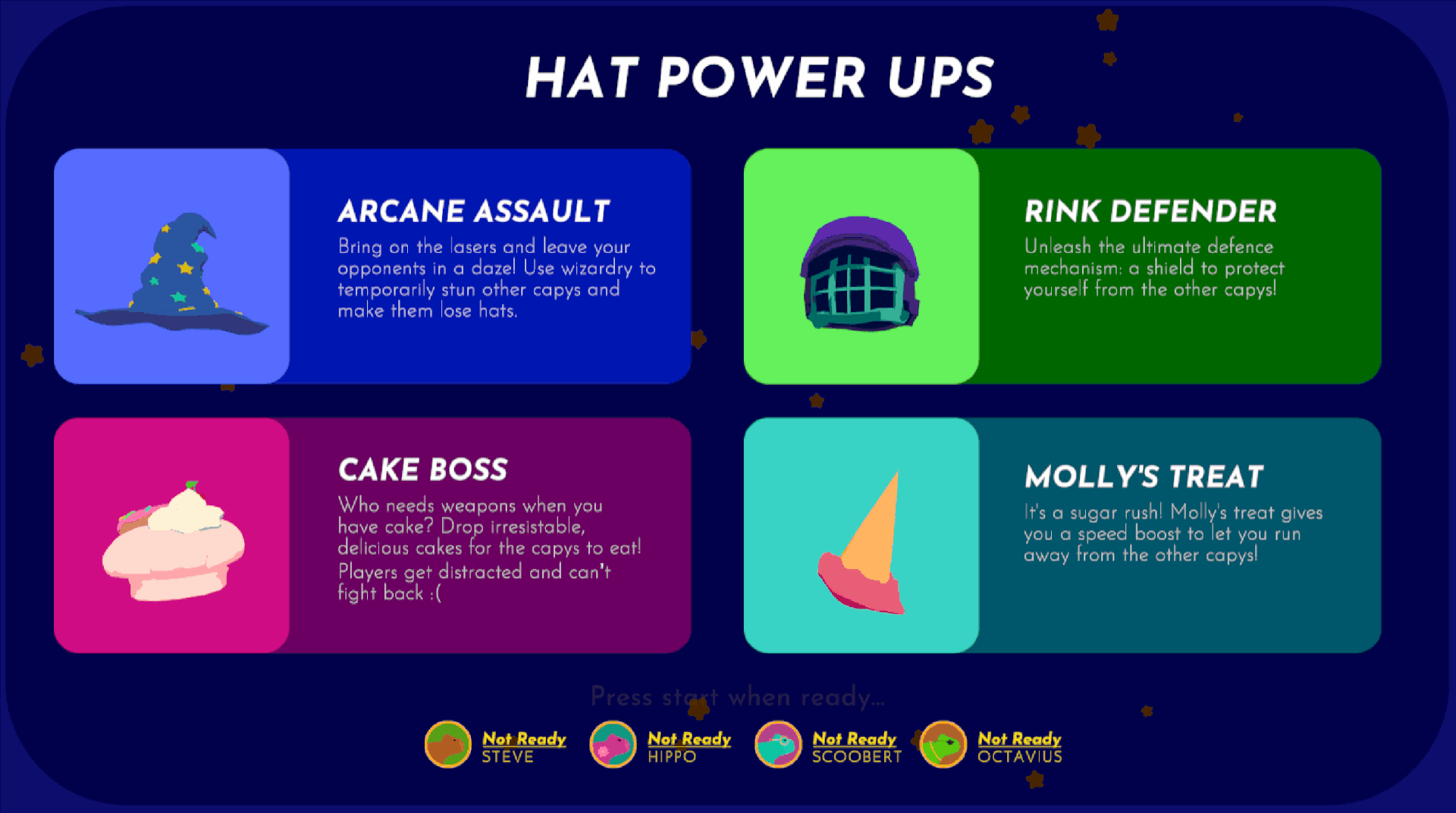 UI design to showcase powerups before the Final Showdown