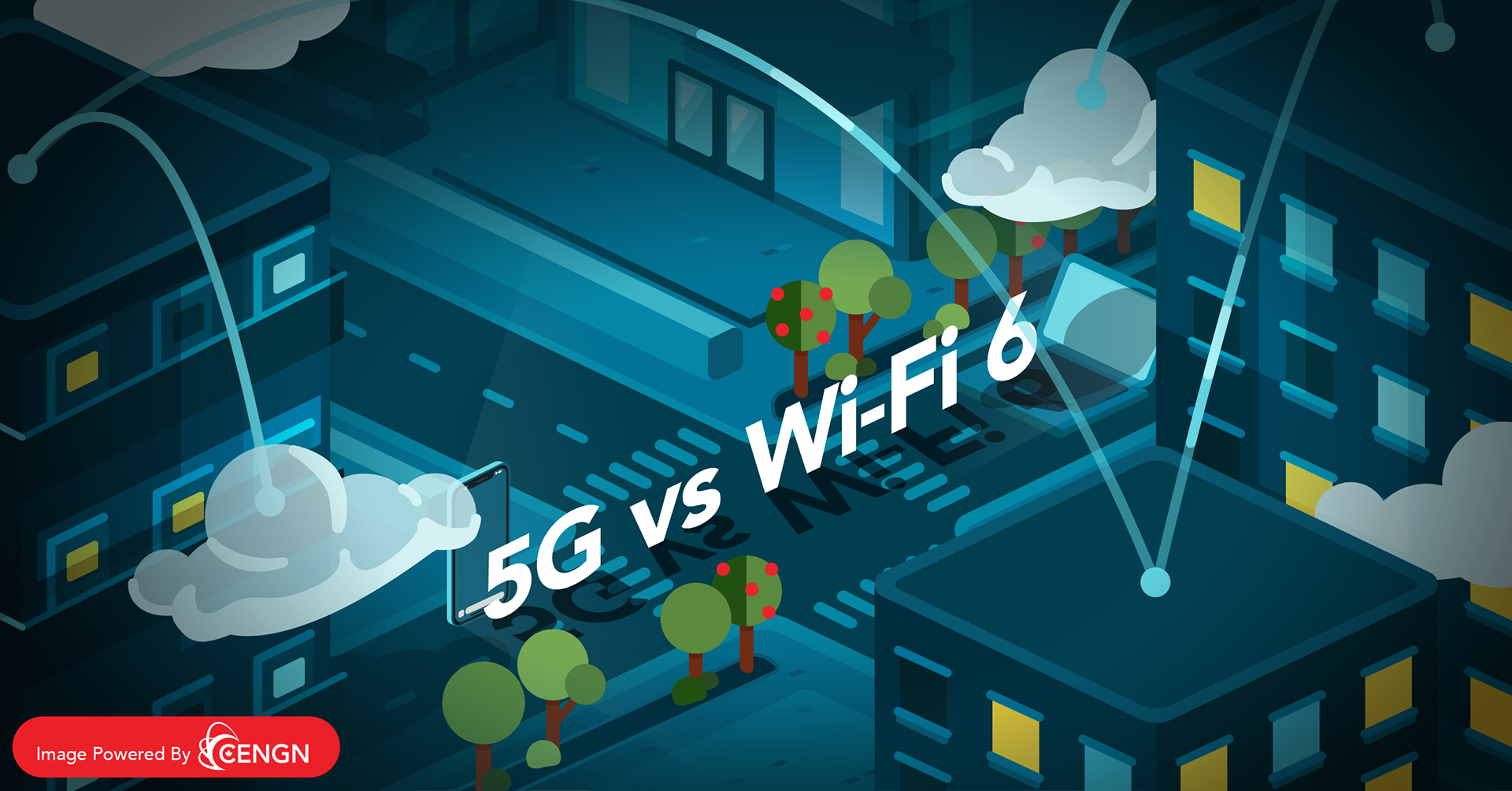 Feature Illustration for CENGN's article on 5G vs Wi-Fi 6