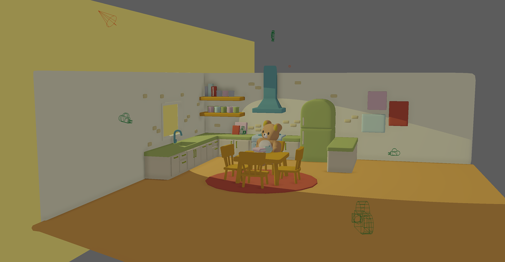 Kitchen environment set & camera setup