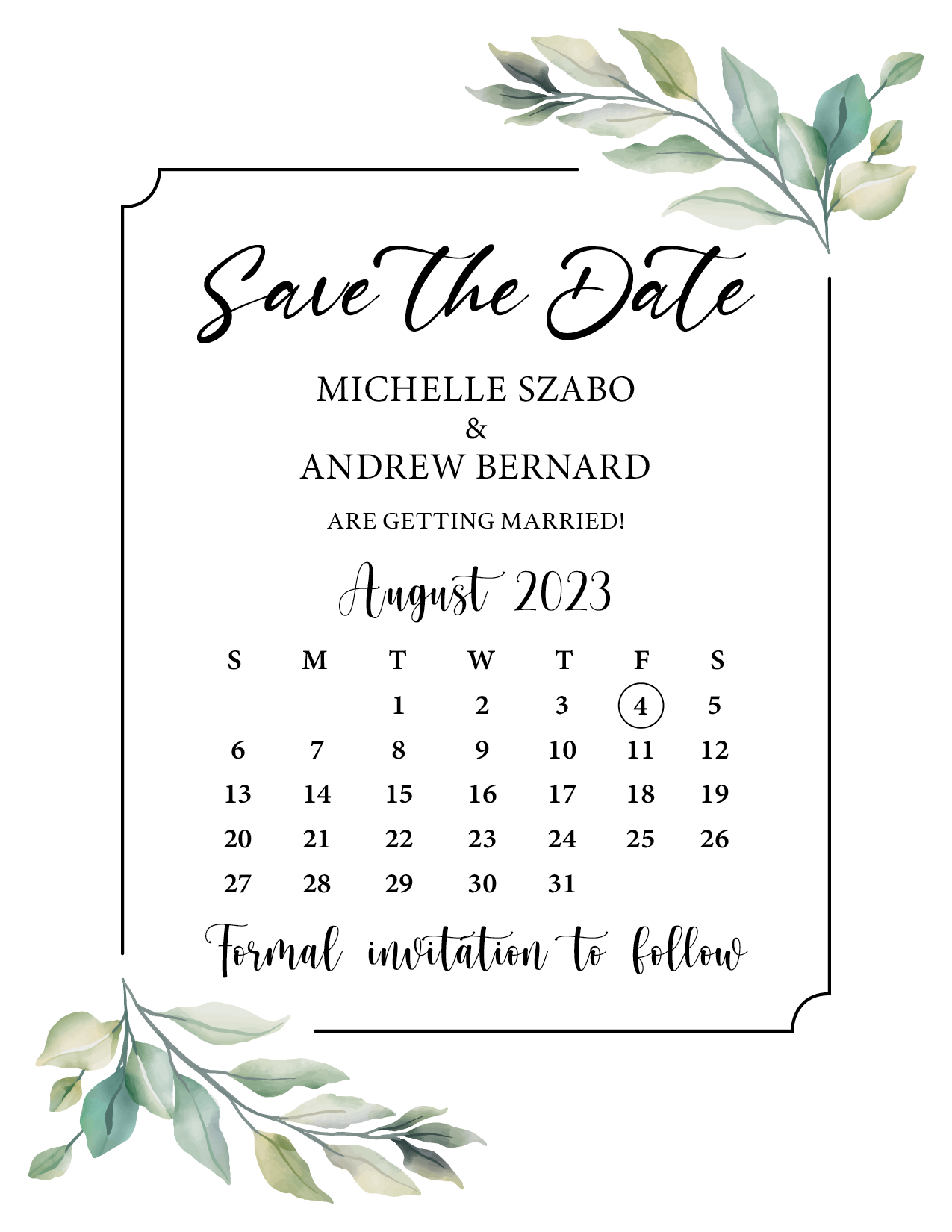 Save The Date Design for Andrew & Michelle