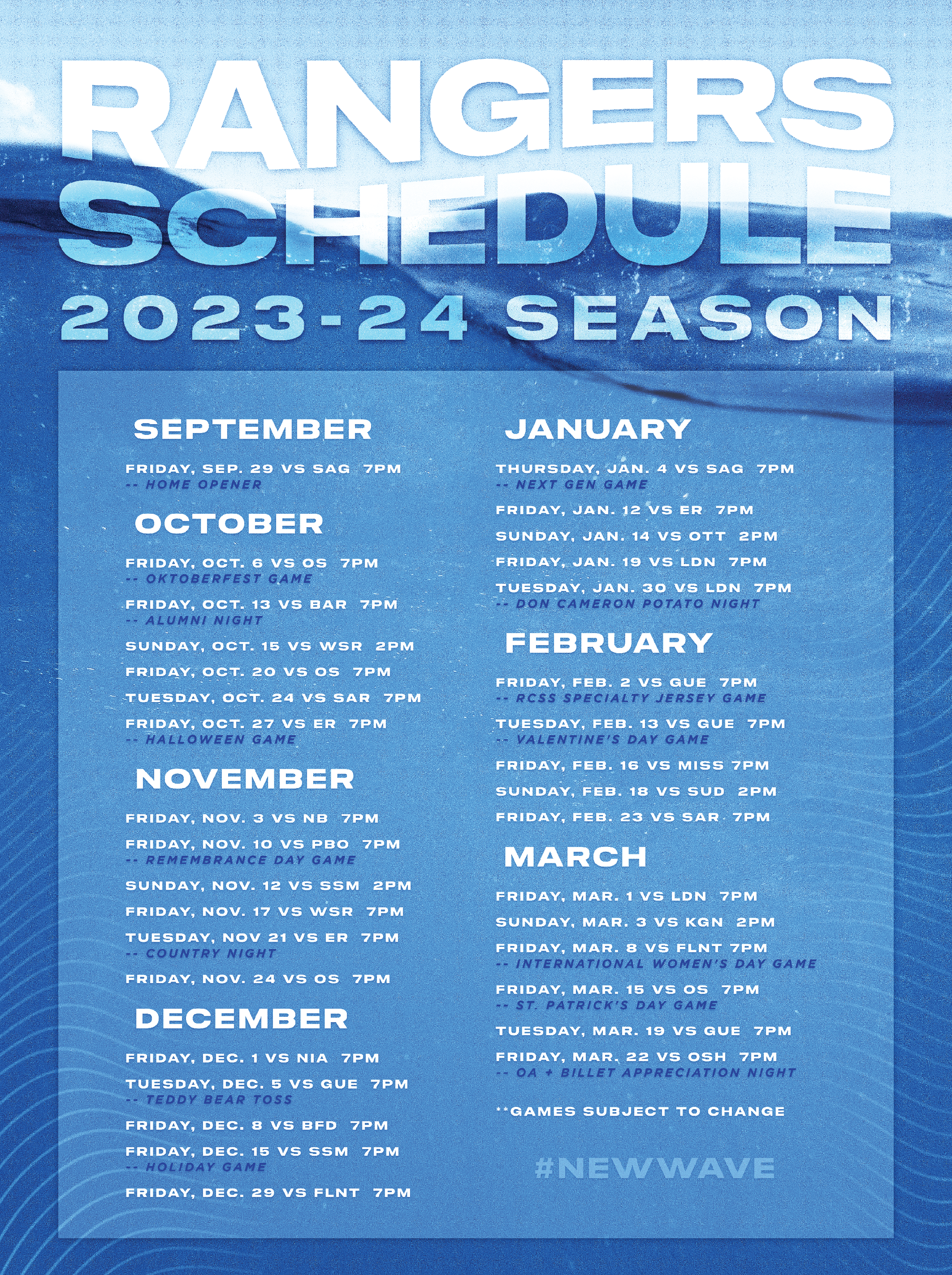 2023-24 Season Schedule Poster for The Aud
