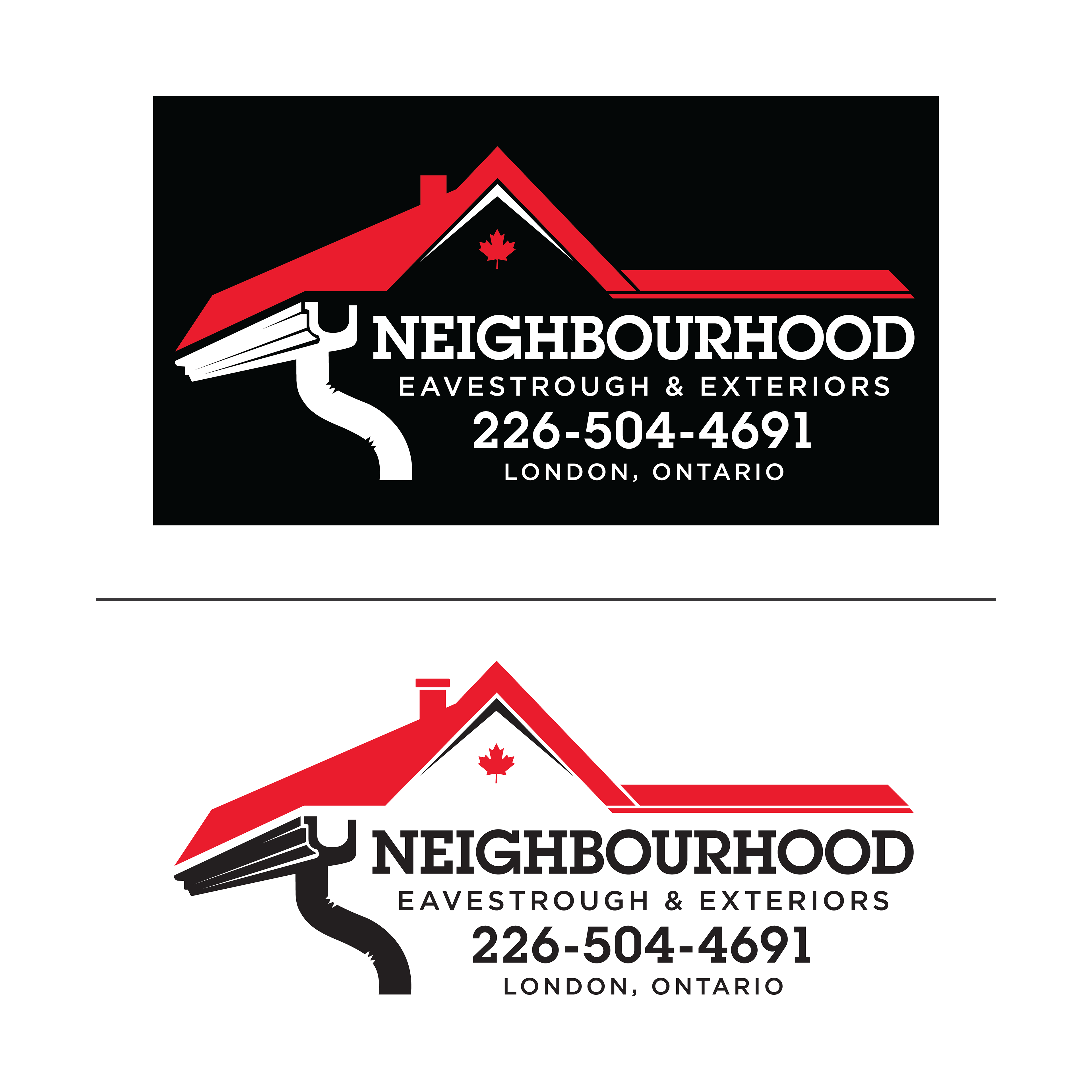 Neighbourhood Eavestrough & Exteriors Colour & B&W Logos