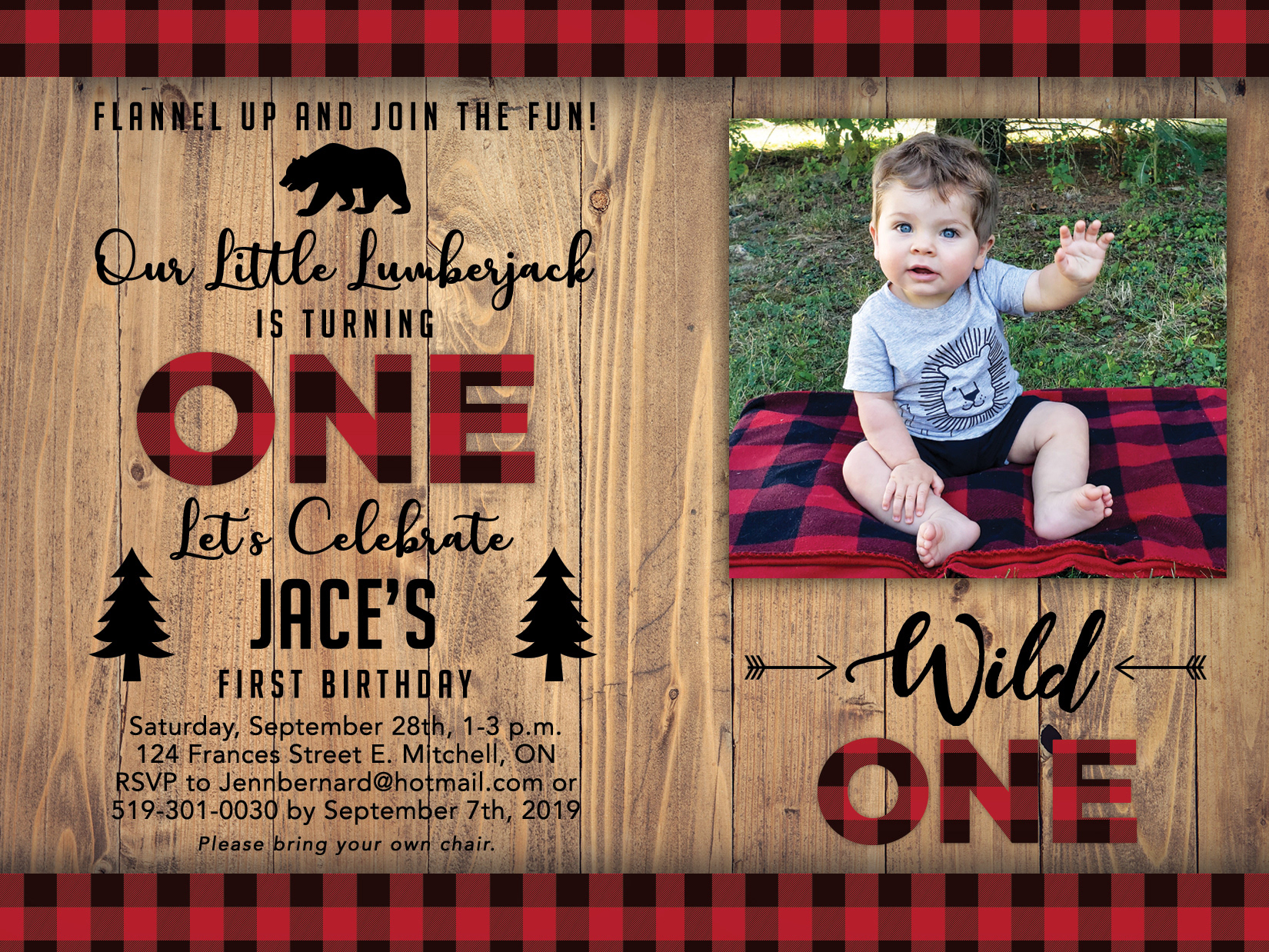 Jace's First Birthday Party Invite