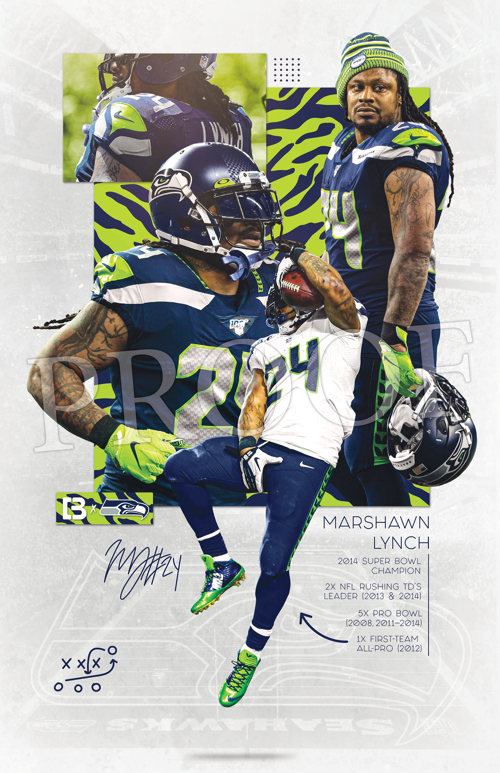 Marshawn Lynch - 11"x17" Poster