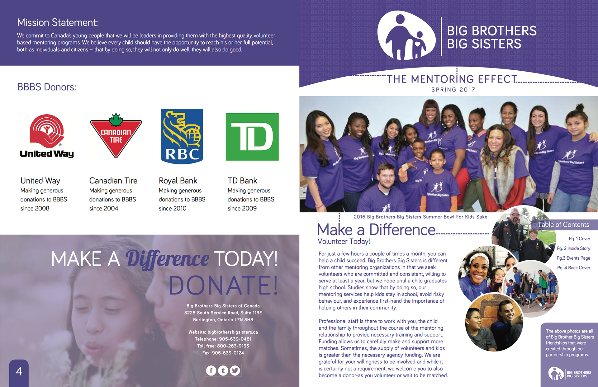 Big Brother Big Sisters Re-Brand & Flyer Design - Front & Back