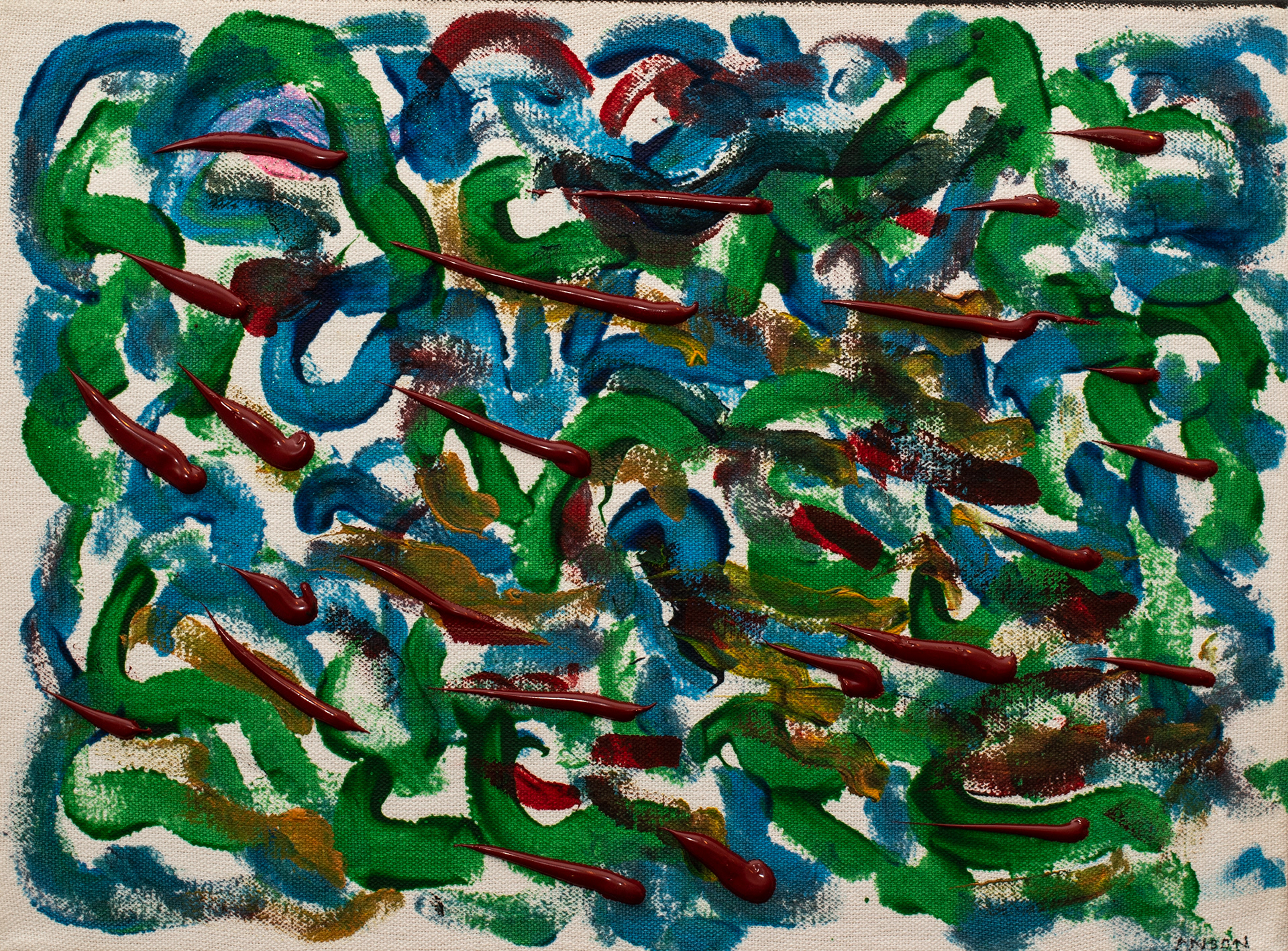 73. SWIMMING UPSTREAM, acrylic on canvas, 40x30cm