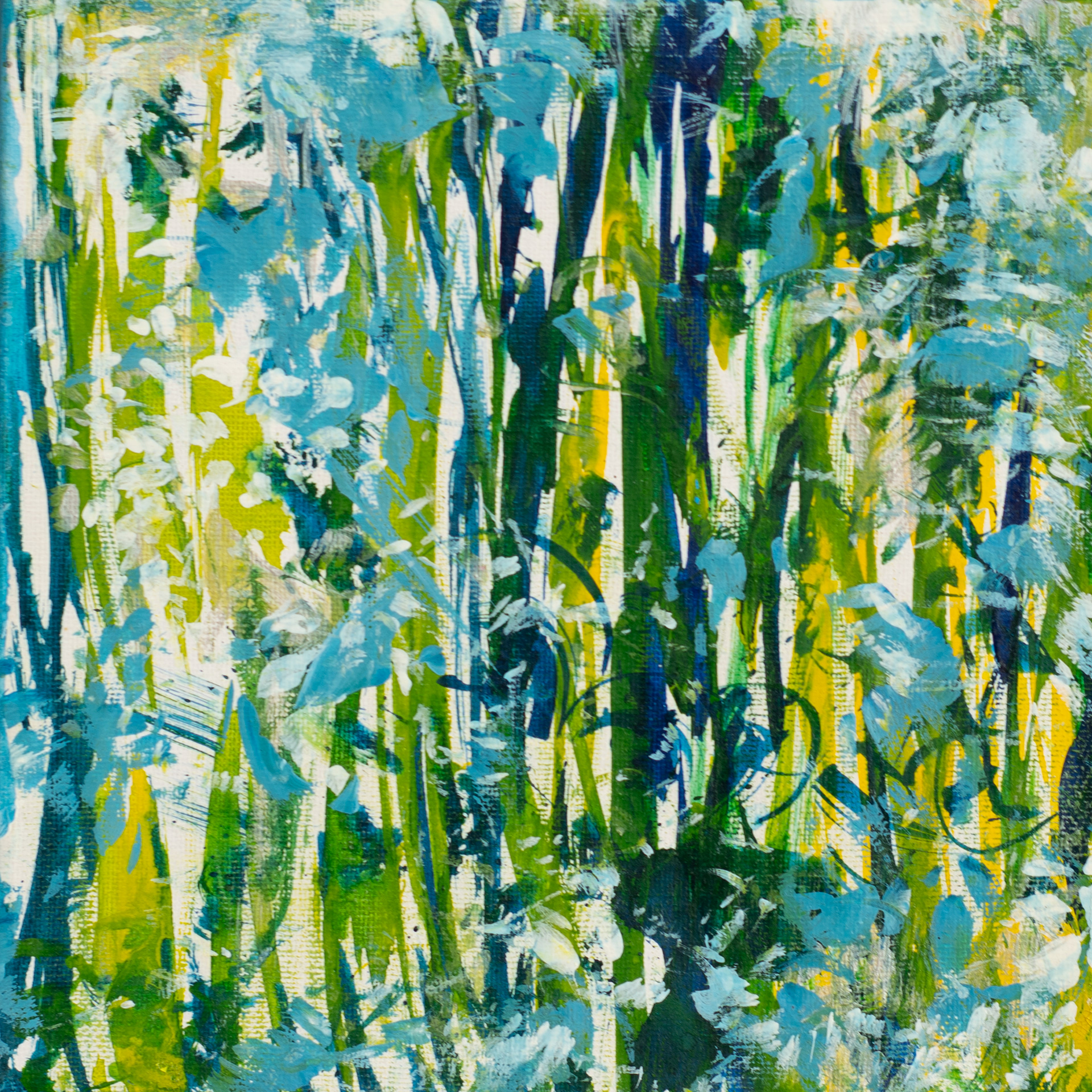 36. SUNSHINE THROUGH TREES, acrylic on canvas, 20x20cm