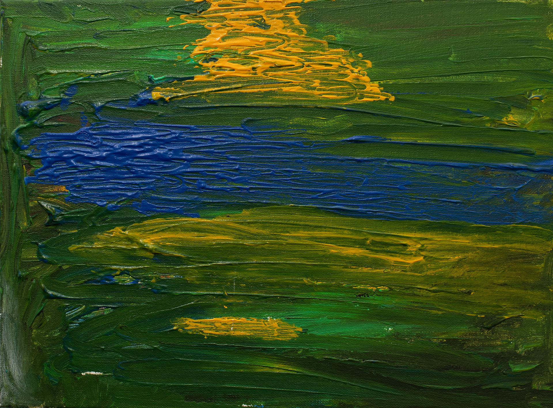 81. GREEN, YELLOW, BLUE, acrylic on canvas, 40x30cm