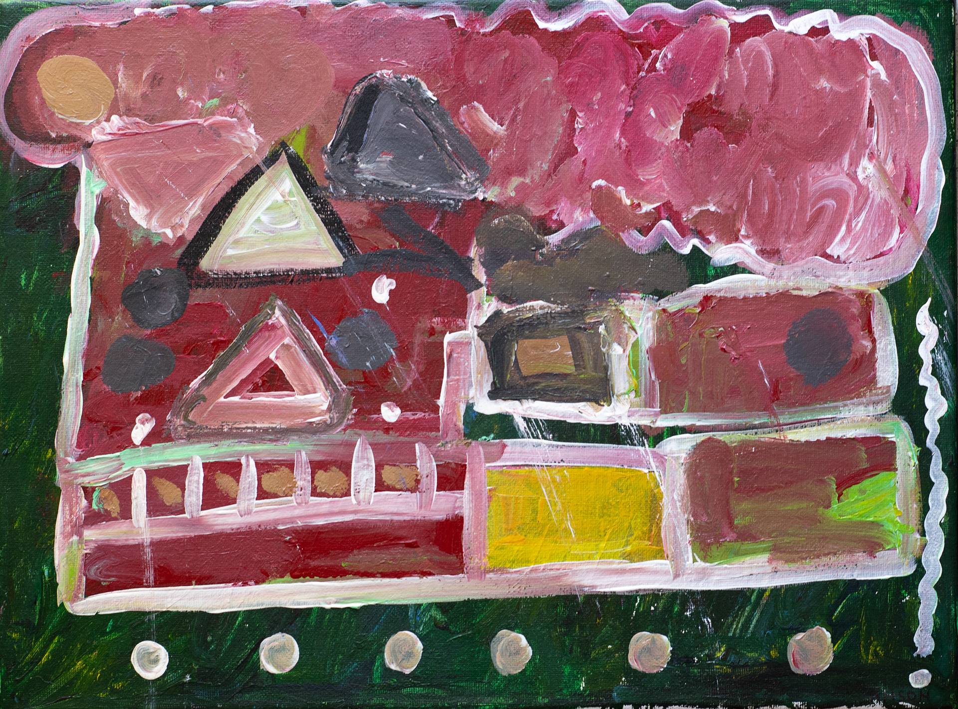 49. RED CLOUD LOOMING, acrylic on canvas, 40x30cm