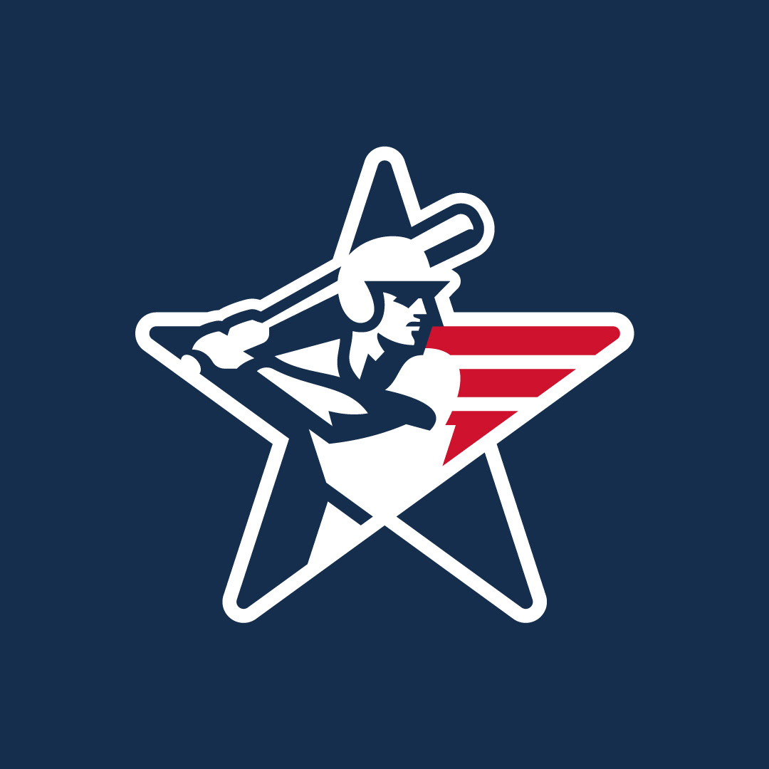 Star emblem with baseball player silhouette — patriotic sports identity inspired by American iconography