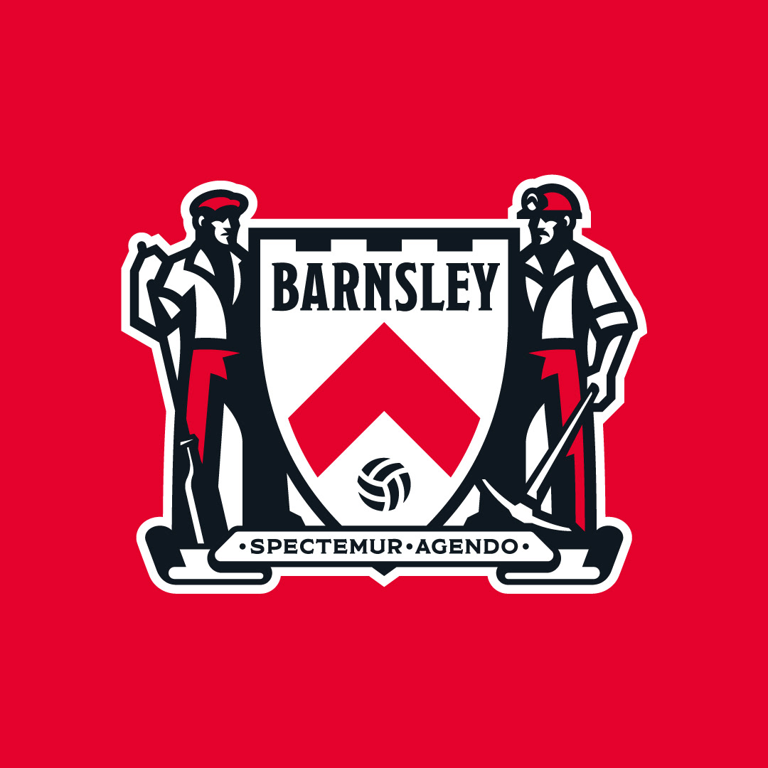 Barnsley crest. Classic football identity blending tradition, motto, and strong character illustration